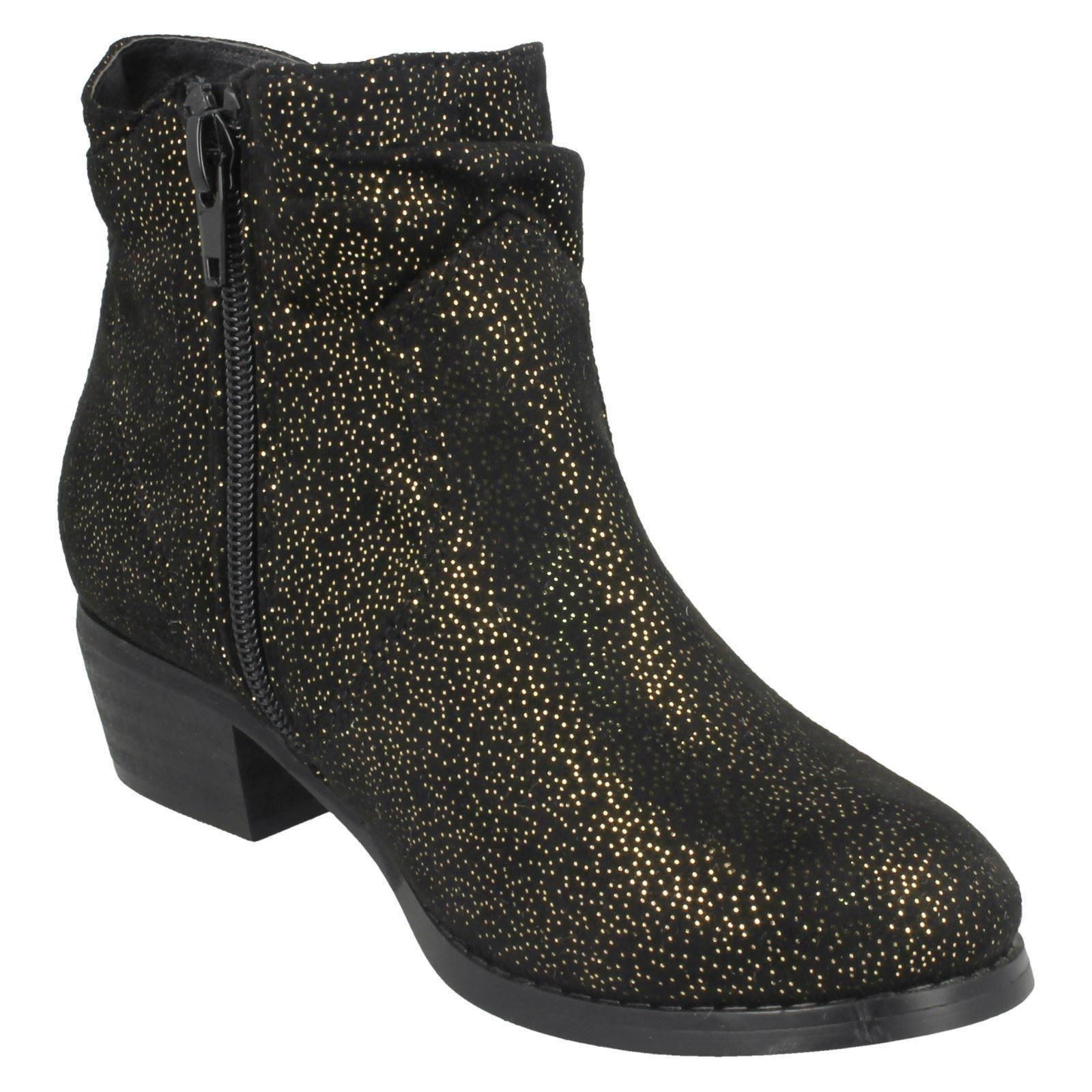 Girls Spot On Mid Heel Rouched Ankle Boots - Picture 6 of 19