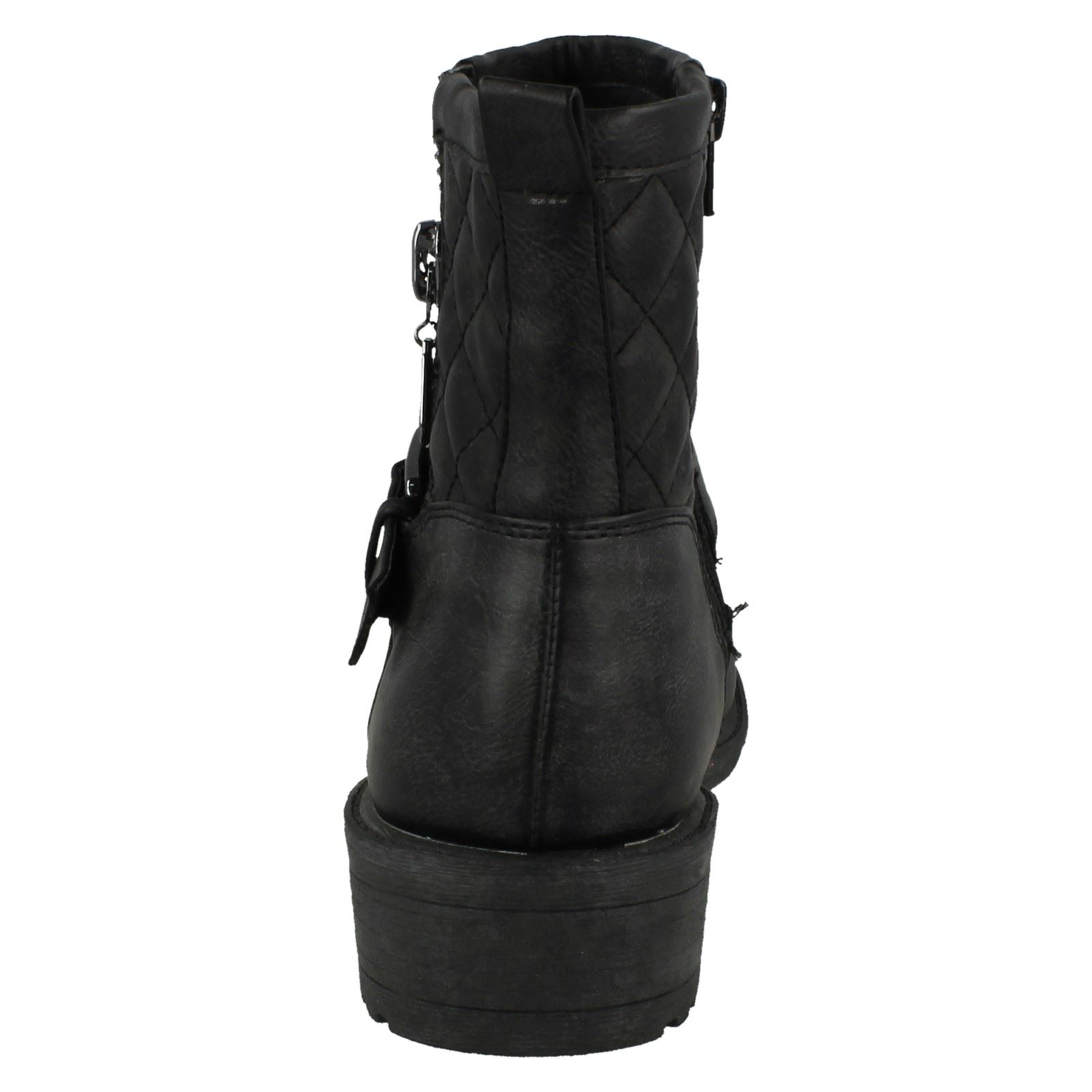 Ladies Spot On Mid Heel Quilted *Biker Boots* eBay