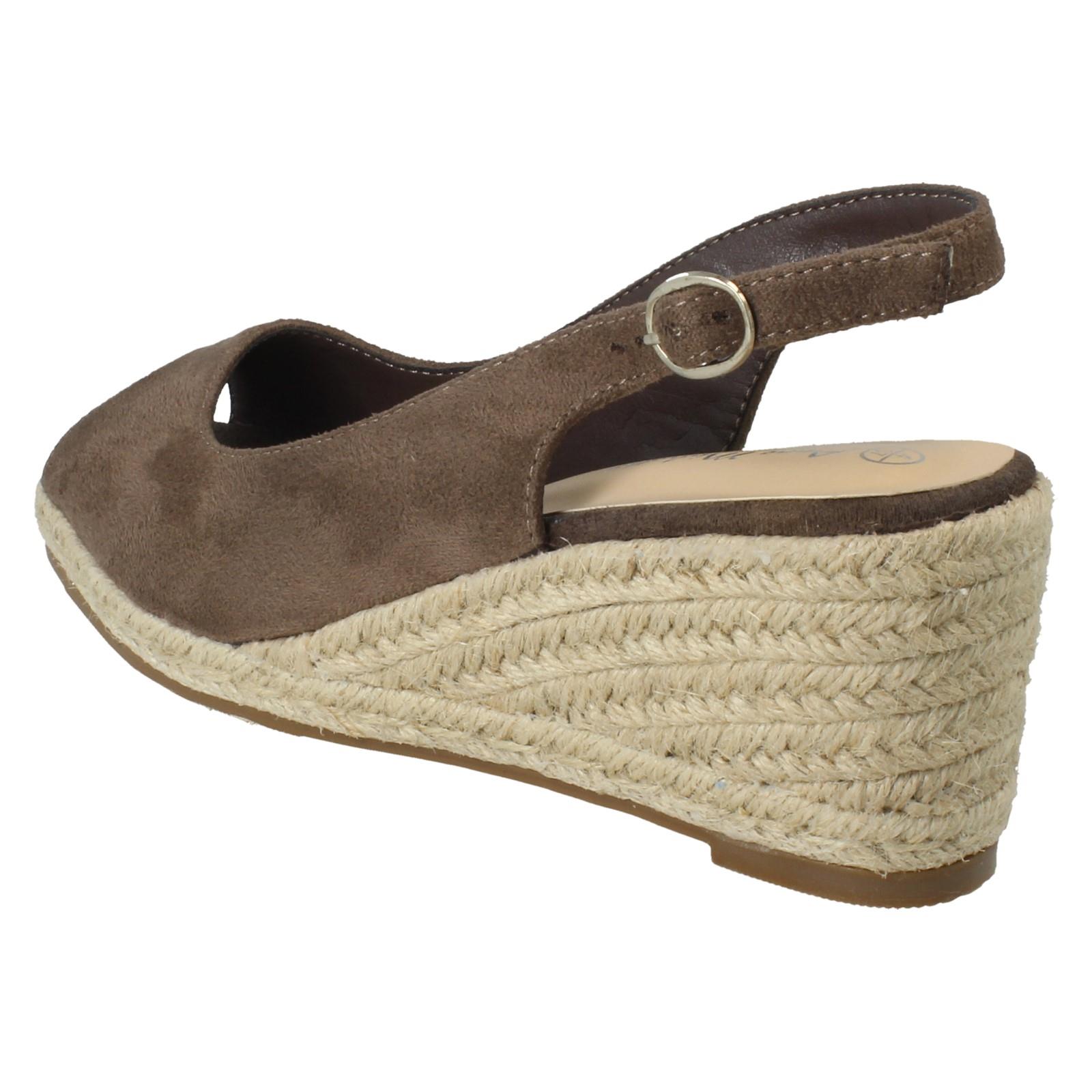 Ladies Anne Michelle Microfibre Wedge Heel Squared Toe Sandals 'F2R306' - Picture 22 of 28