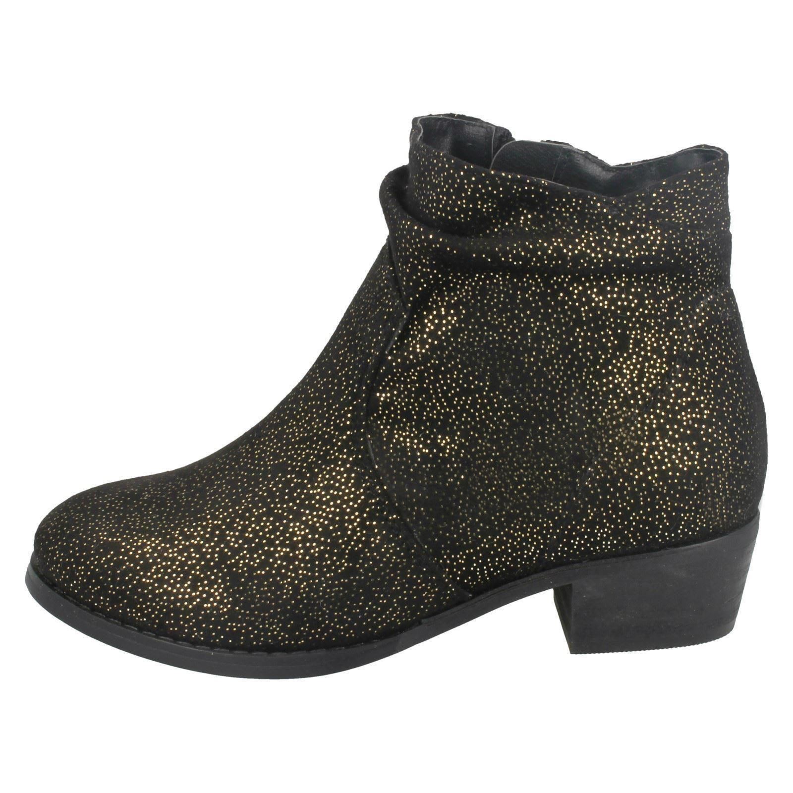 Girls Spot On Mid Heel Rouched Ankle Boots - Picture 10 of 19