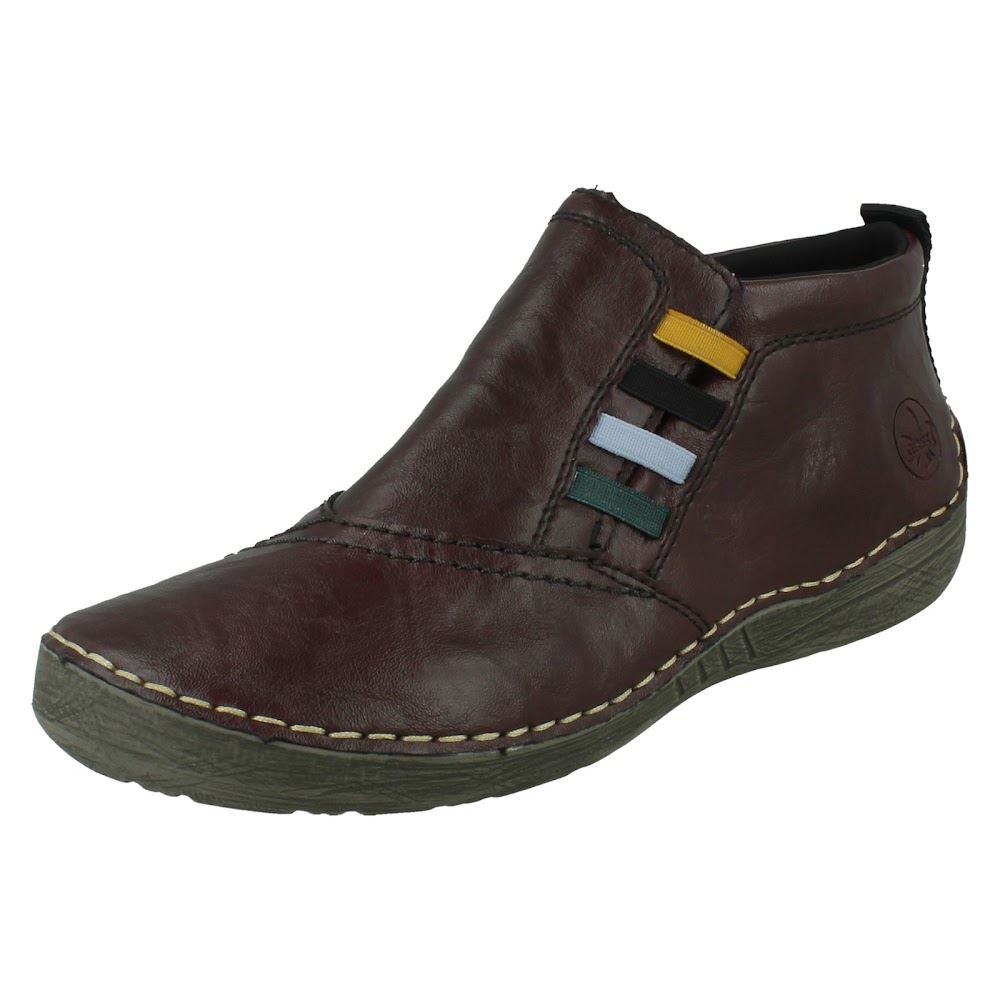 Ladies Rieker Casual Zip Up Fleece Lined Winter Low Top Ankle Boots: 52584 - Picture 2 of 10