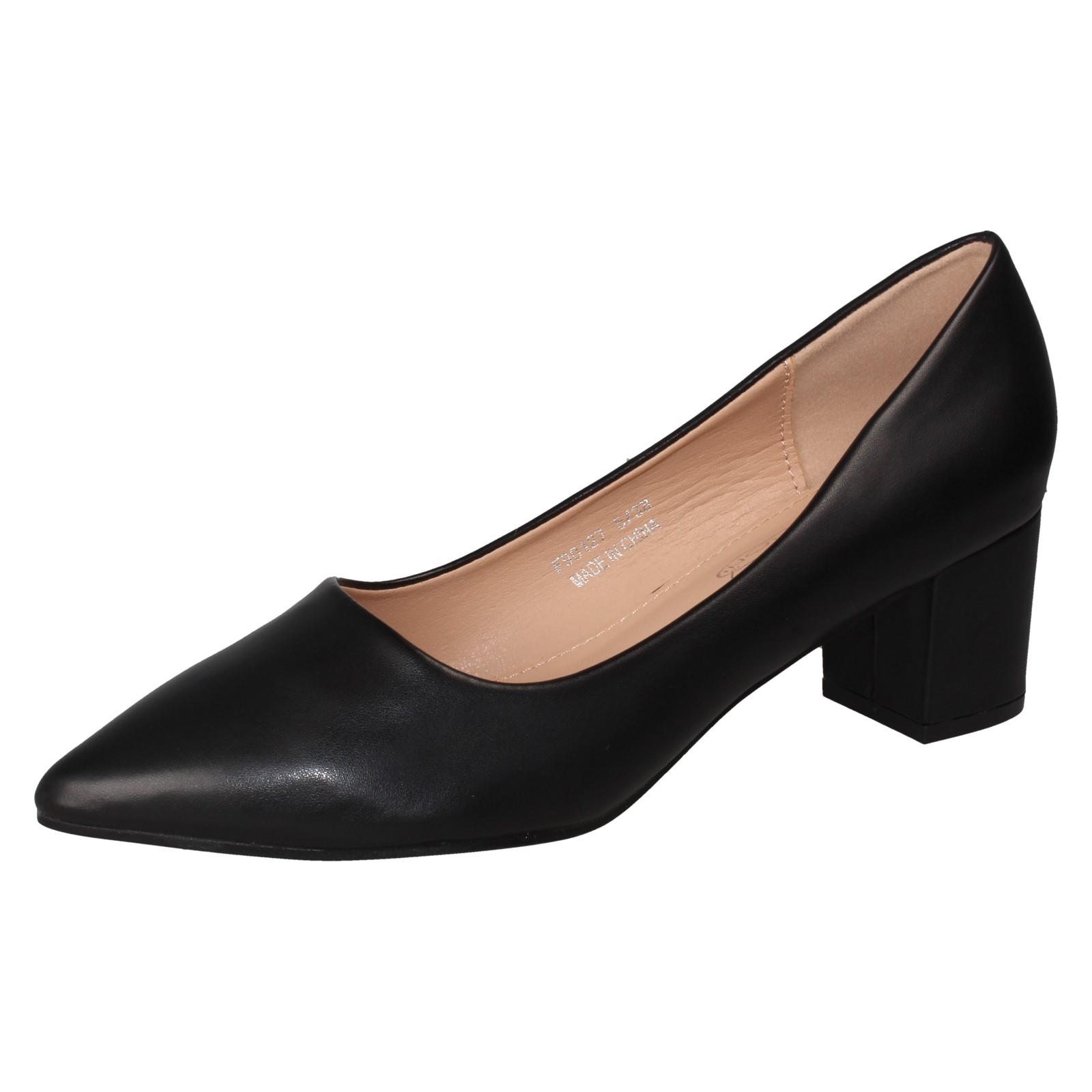 Ladies Spot On Mid Block Heel Pointed Toe Court Shoes F90127 - Picture 2 of 28