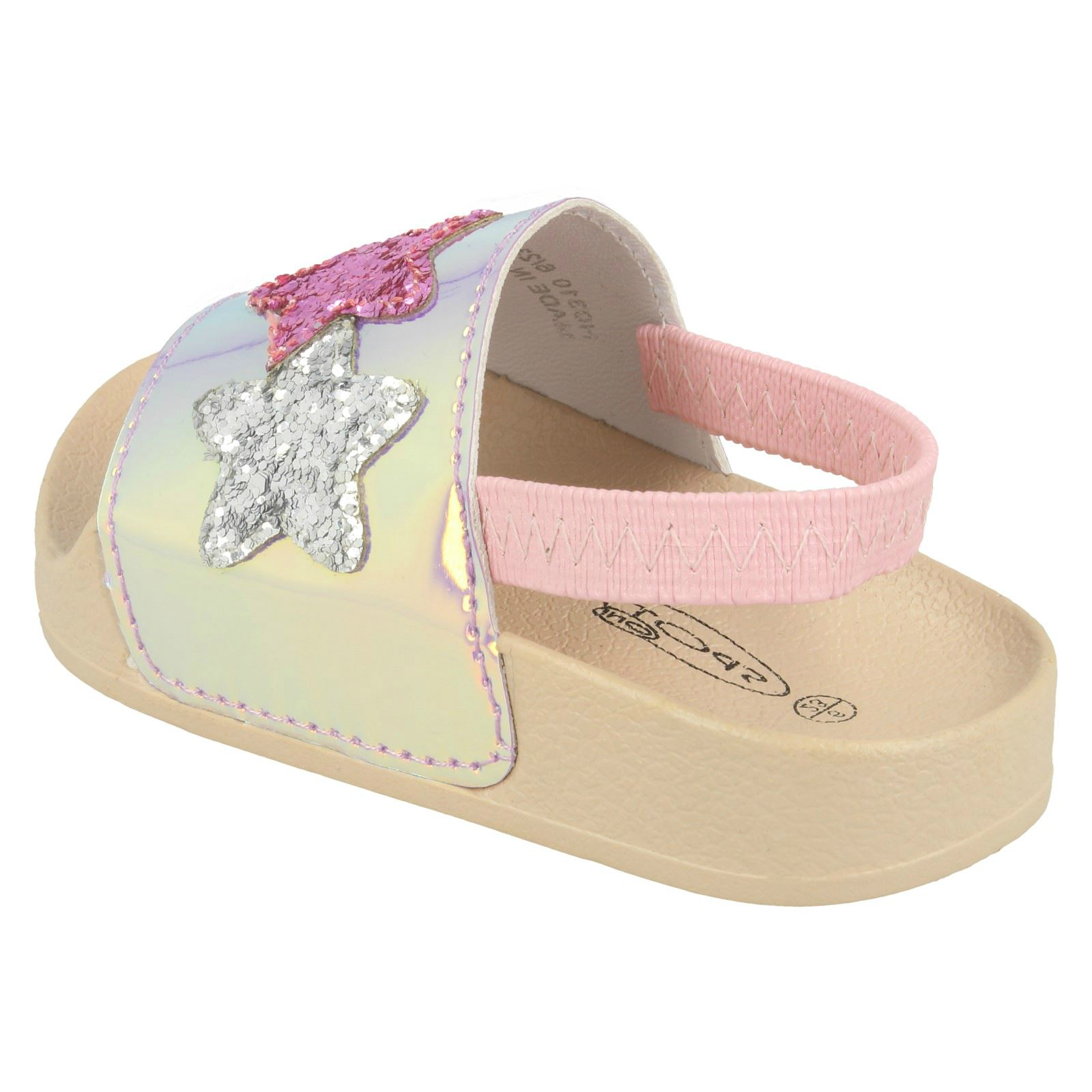 Girls Spot On Slingback Sliders 'With Glitter Star Design' - Picture 5 of 19