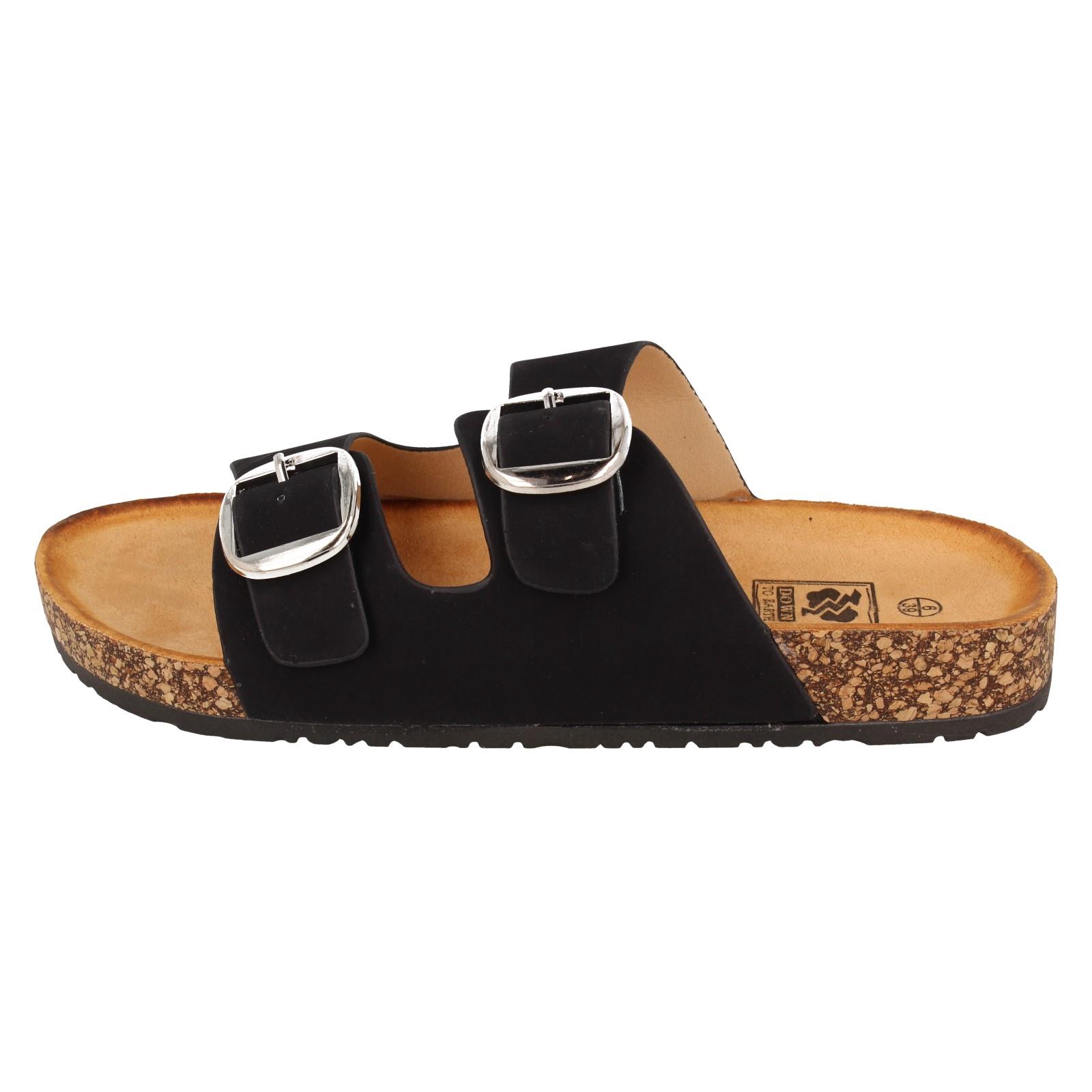 Ladies Down to Earth Low Flatform Dual Buckle Mule Sandal 'F1R2090' - Picture 6 of 46