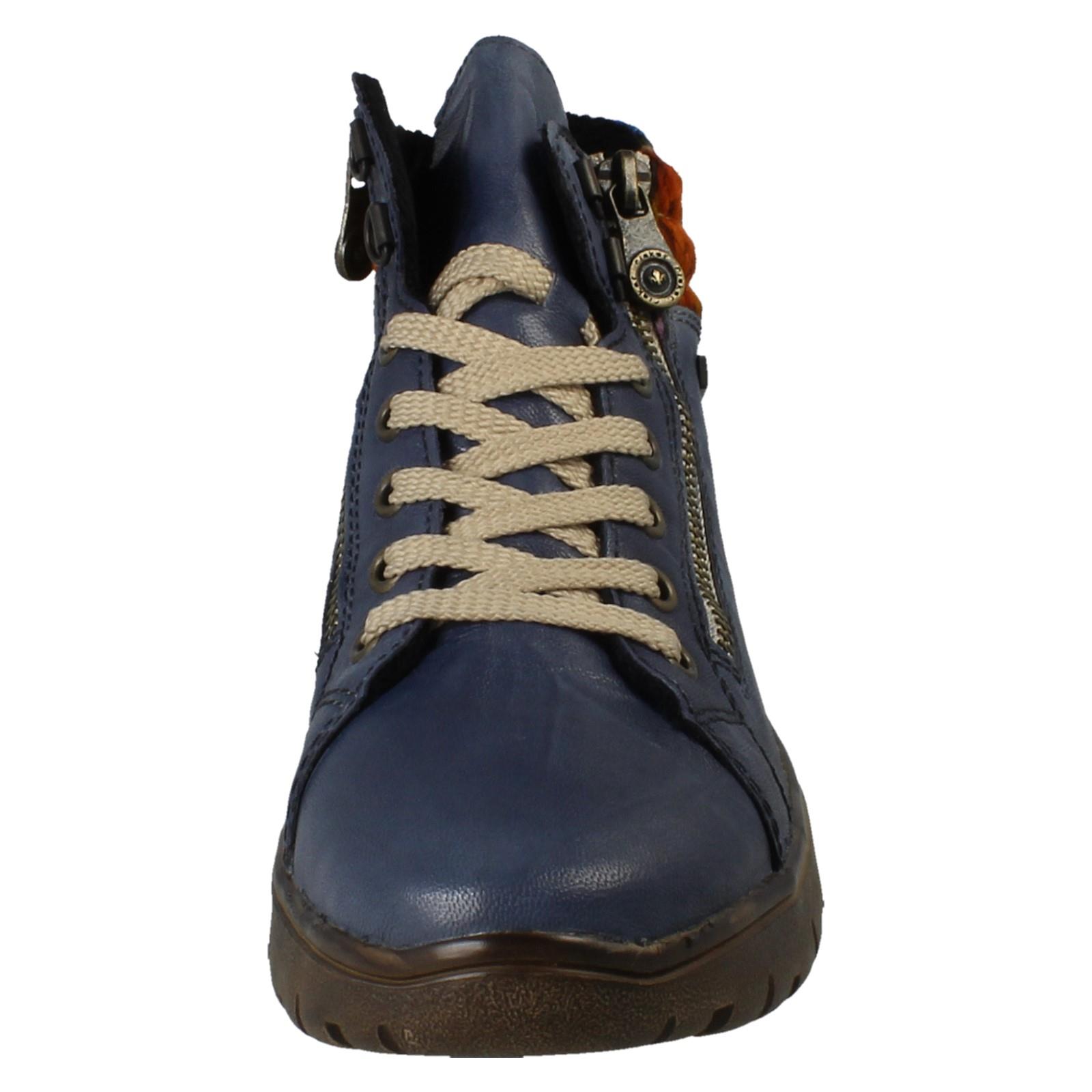 Donna Rieker Tex Pelle Largo Fit Zip Doppia Foderato Stivali Caviglia N1305 - Picture 9 of 19