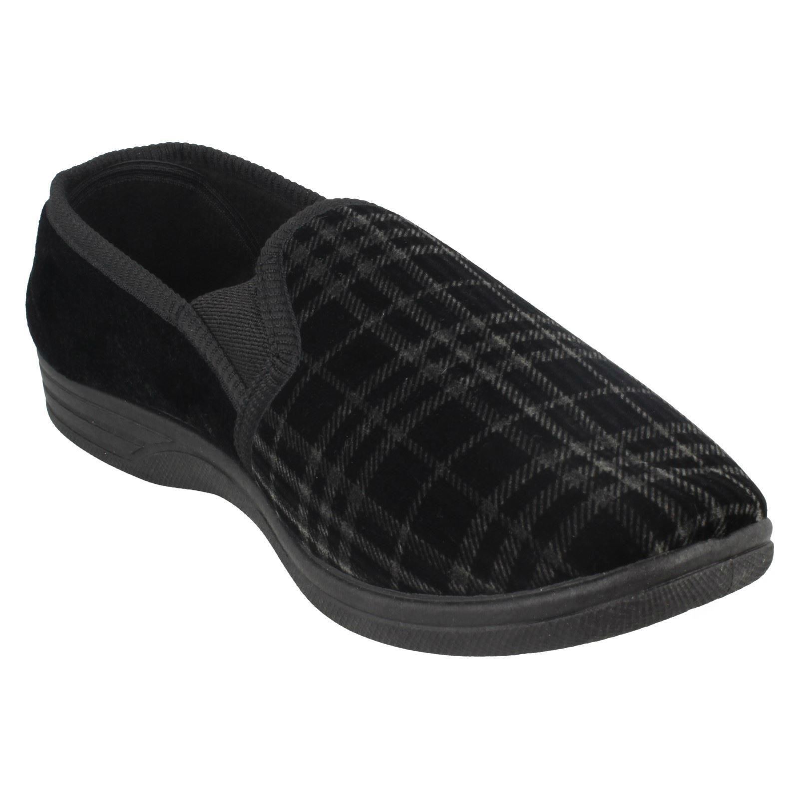 Mens Spot On 'Checked Slippers' - Picture 4 of 19