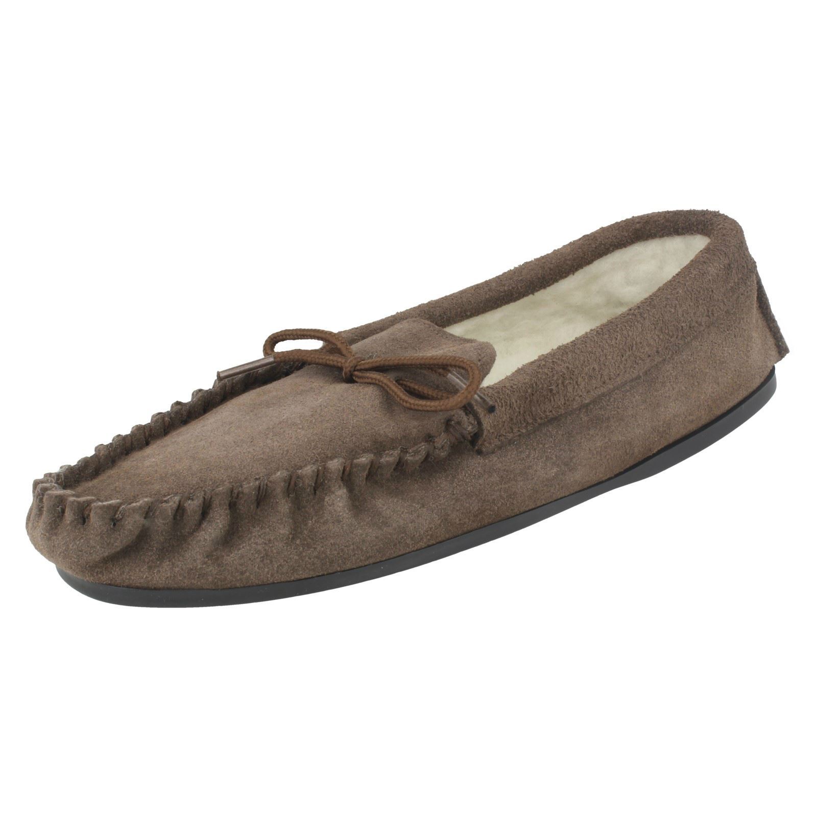 Mens Spot On Vamp Moccasin Fleece Lined Slippers 'Mocc' - Picture 2 of 19