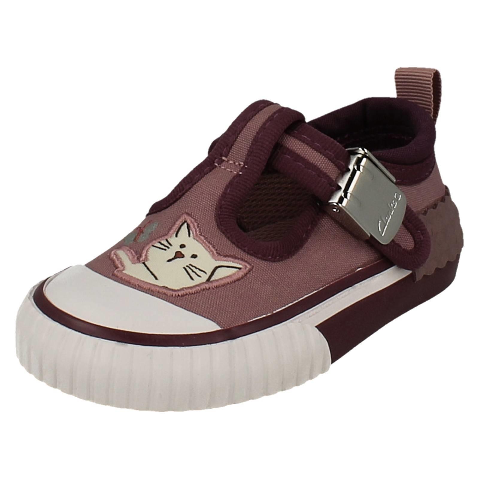 Girls Clarks Canvas T-Bar Foxing Pet T - Picture 2 of 10