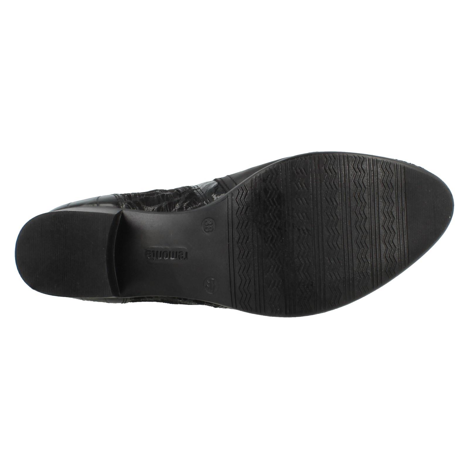 Damen Remonte Doppelverschluss Leder Absatz Block abnehmbare Sohle Stiefeletten - Bild 10 von 19