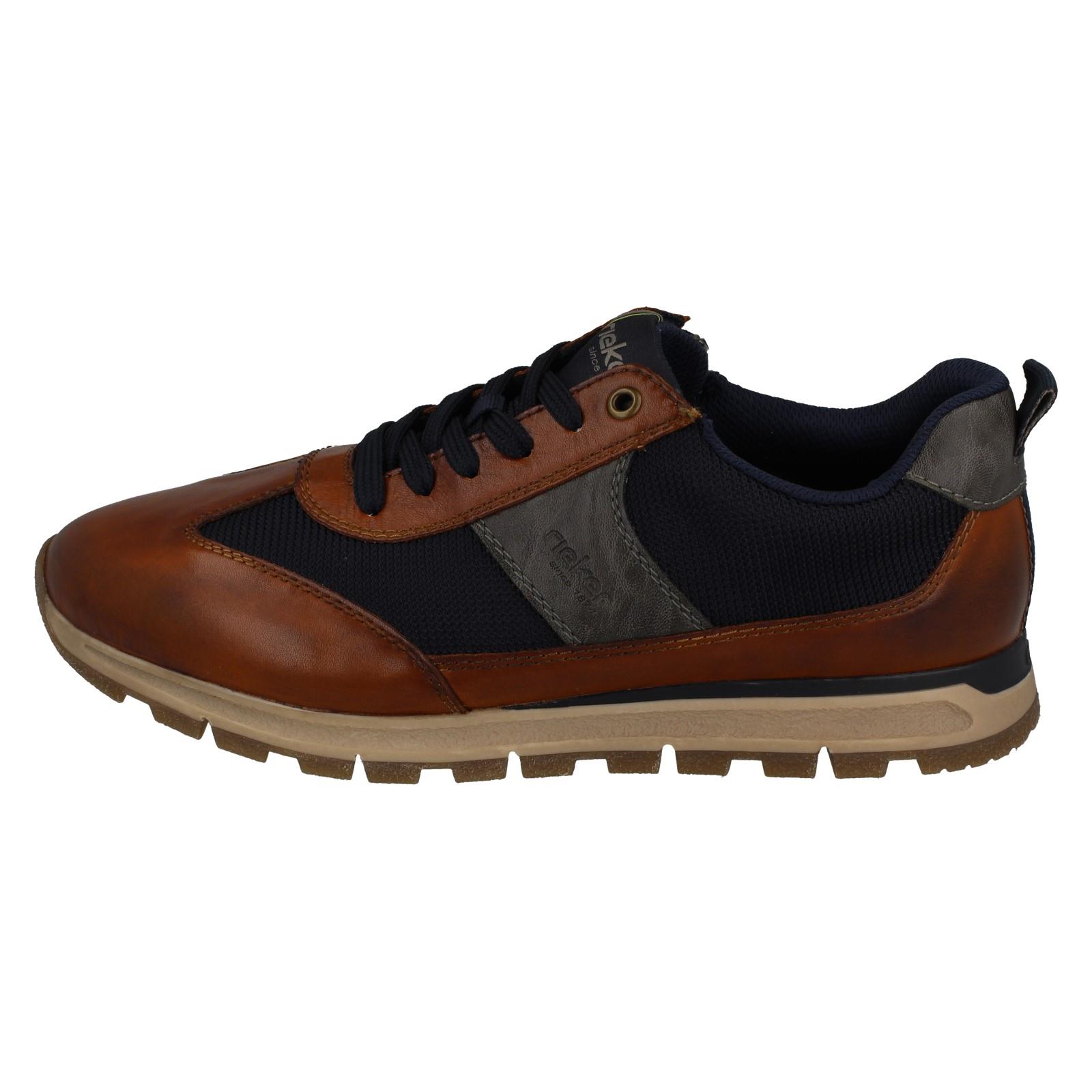 Hommes Rieker Leather Chaussures Décontractées à Lacets avec Côté Éclair B0507 - Picture 3 of 10