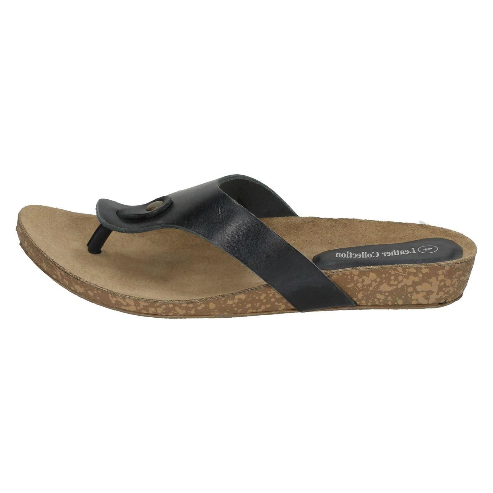 Ladies Leather Collection Casual Toe - Post Sandals - Picture 12 of 37