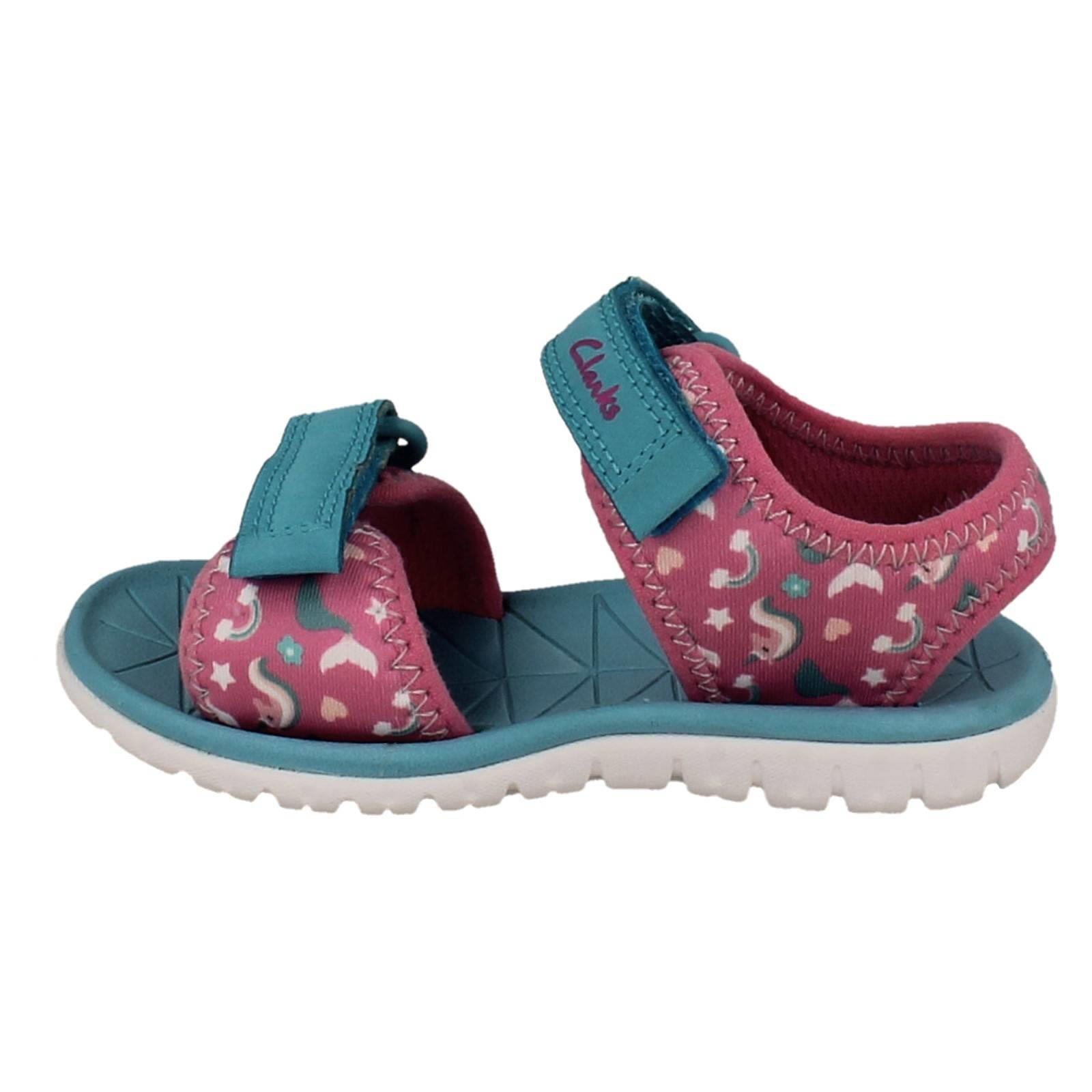Kids Clarks Pattern Detailed Adjustable Sandals Surfing Tide T - Picture 12 of 37
