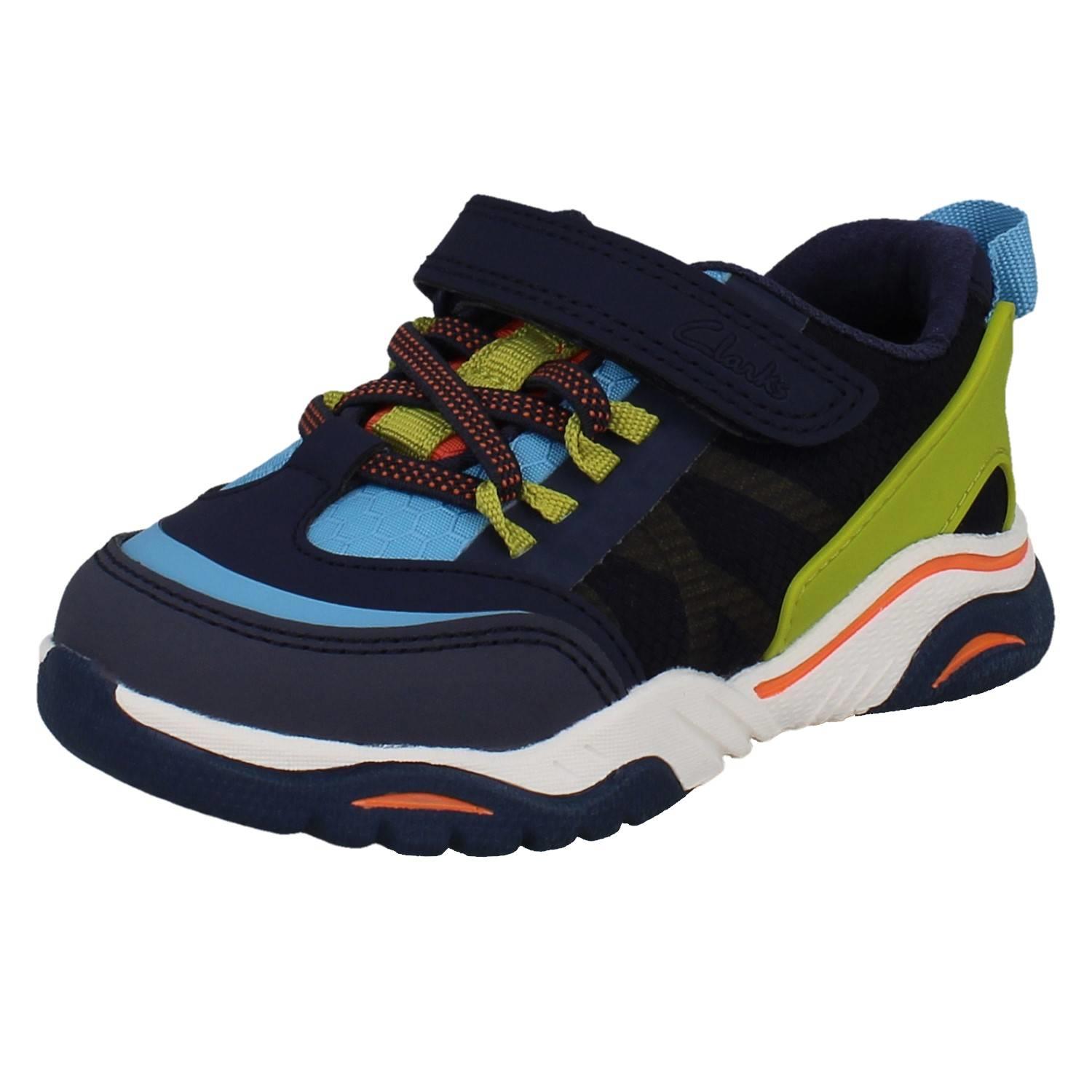Kids Clarks Vegan Colour-Pop Machine Washable Sports Trainers *Feather Track* - Picture 29 of 37