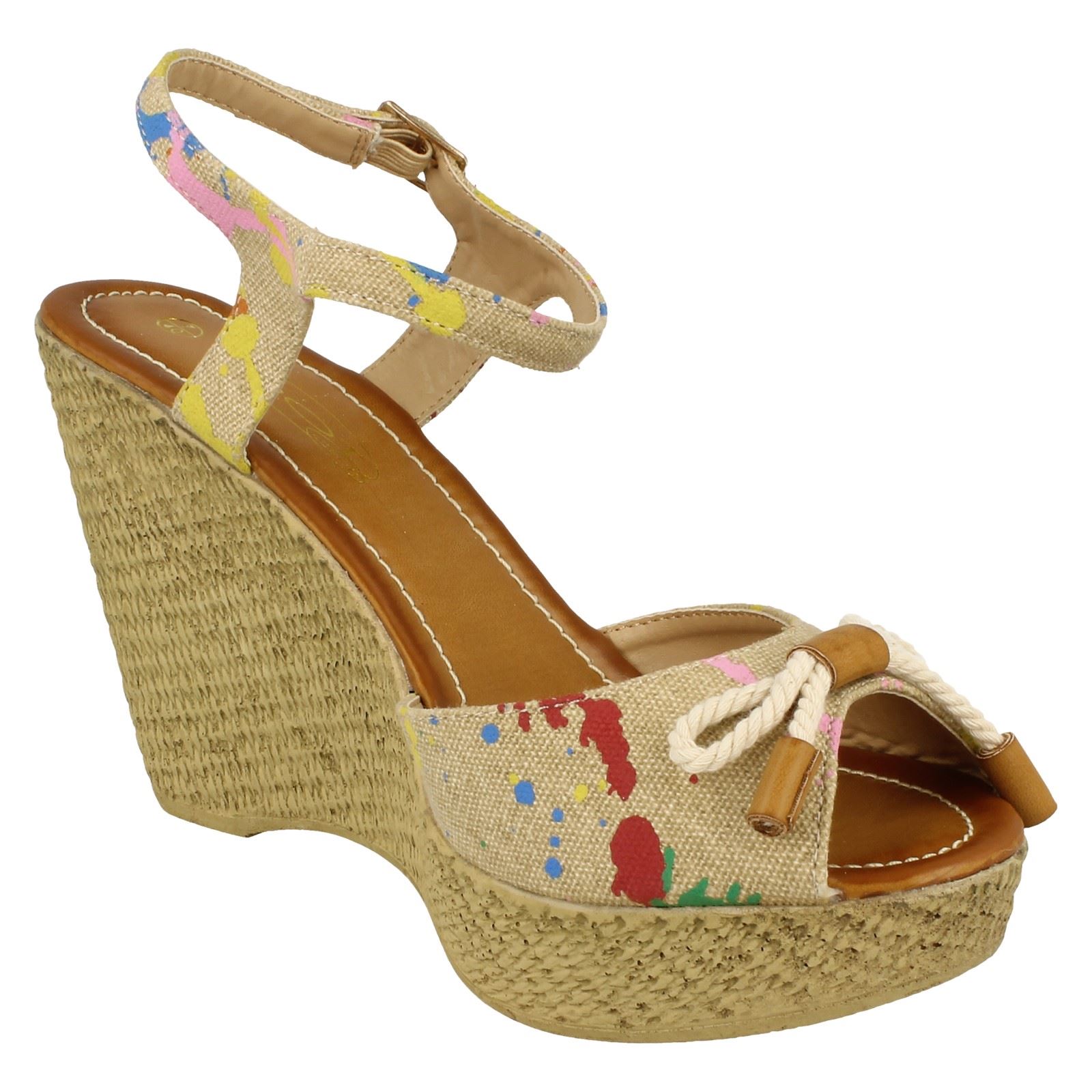 Spot On Ladies High Rope Platform Wedge Sandal eBay