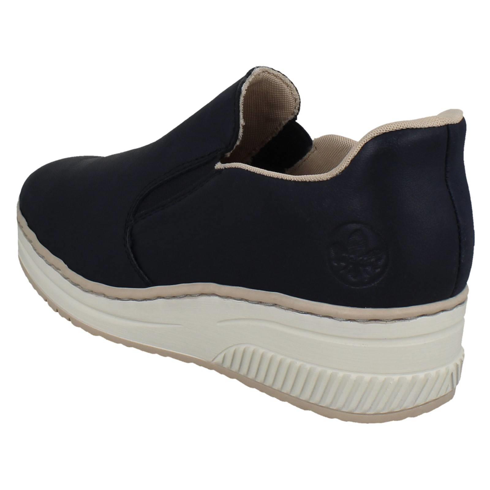 Ladies Rieker Wedge Sole Casual Square-Toe Slip On Shoes - 48761 - Picture 4 of 28