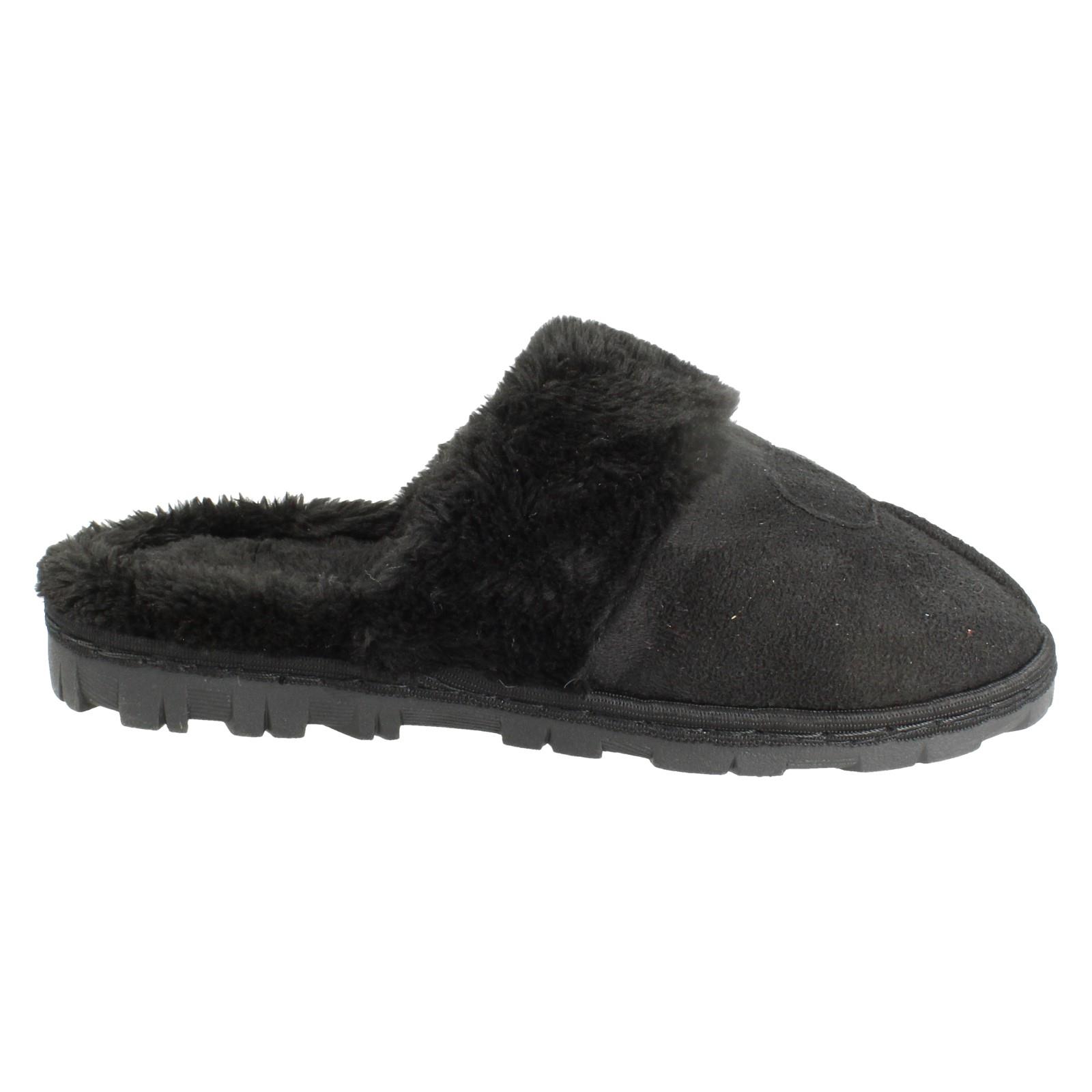 Mujer Spot On Mula Piel Sintética Forrado sin Cordones Ropa Cómoda Pantuflas - Imagen 7 de 46