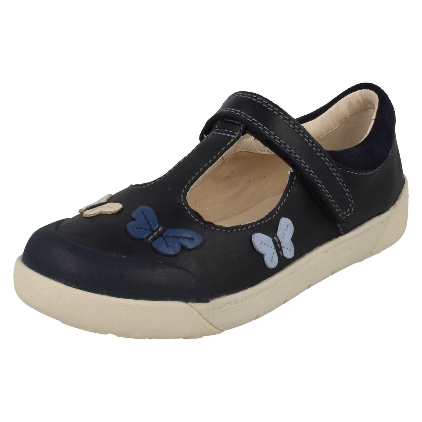 Clarks Flo azul bar Zapatos azul niñas marino T Lil Folk para OwqxgSAd