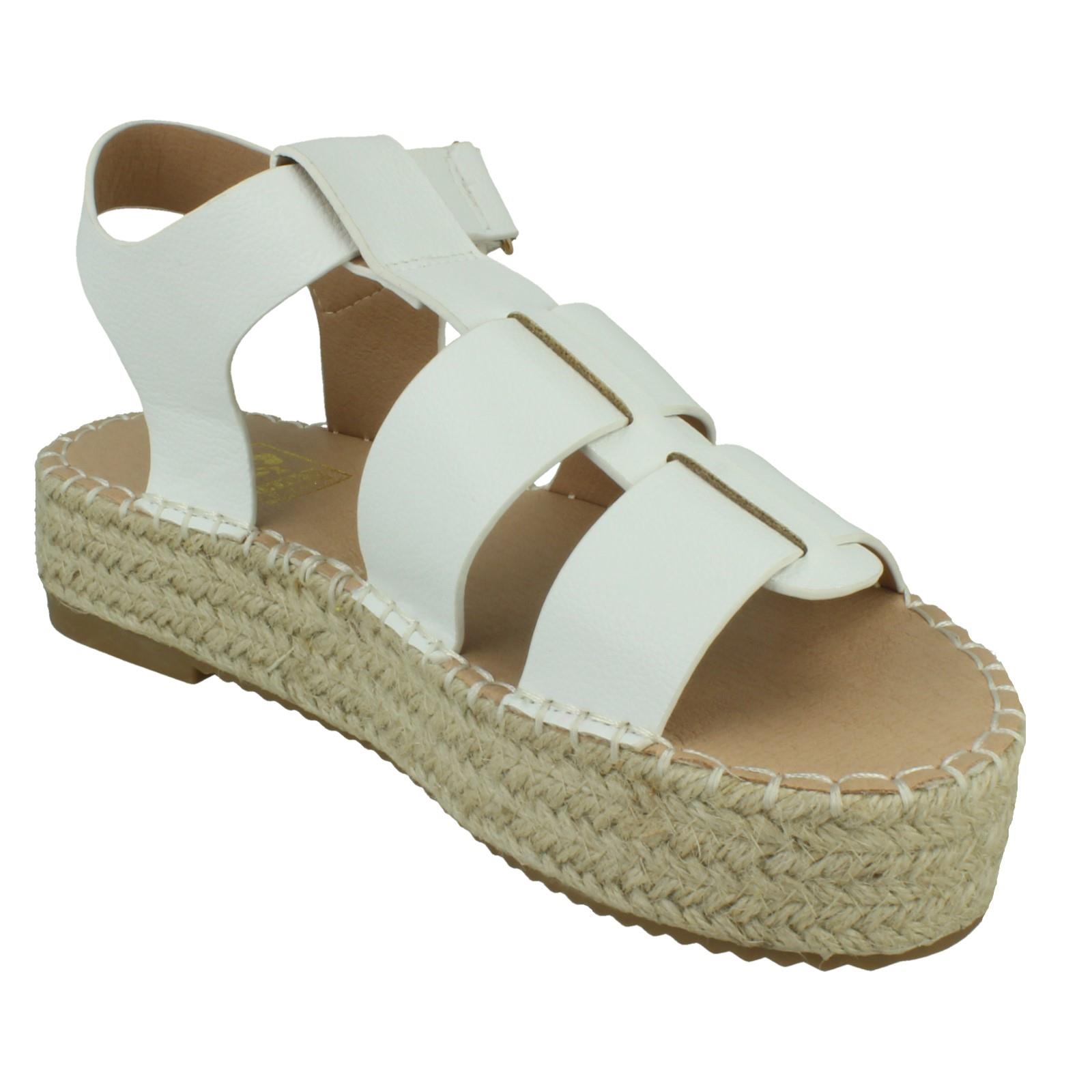 Ladies Down to Earth Gladiator Platform Espadrille with Ankle Strap *F1R2084* - Picture 26 of 28
