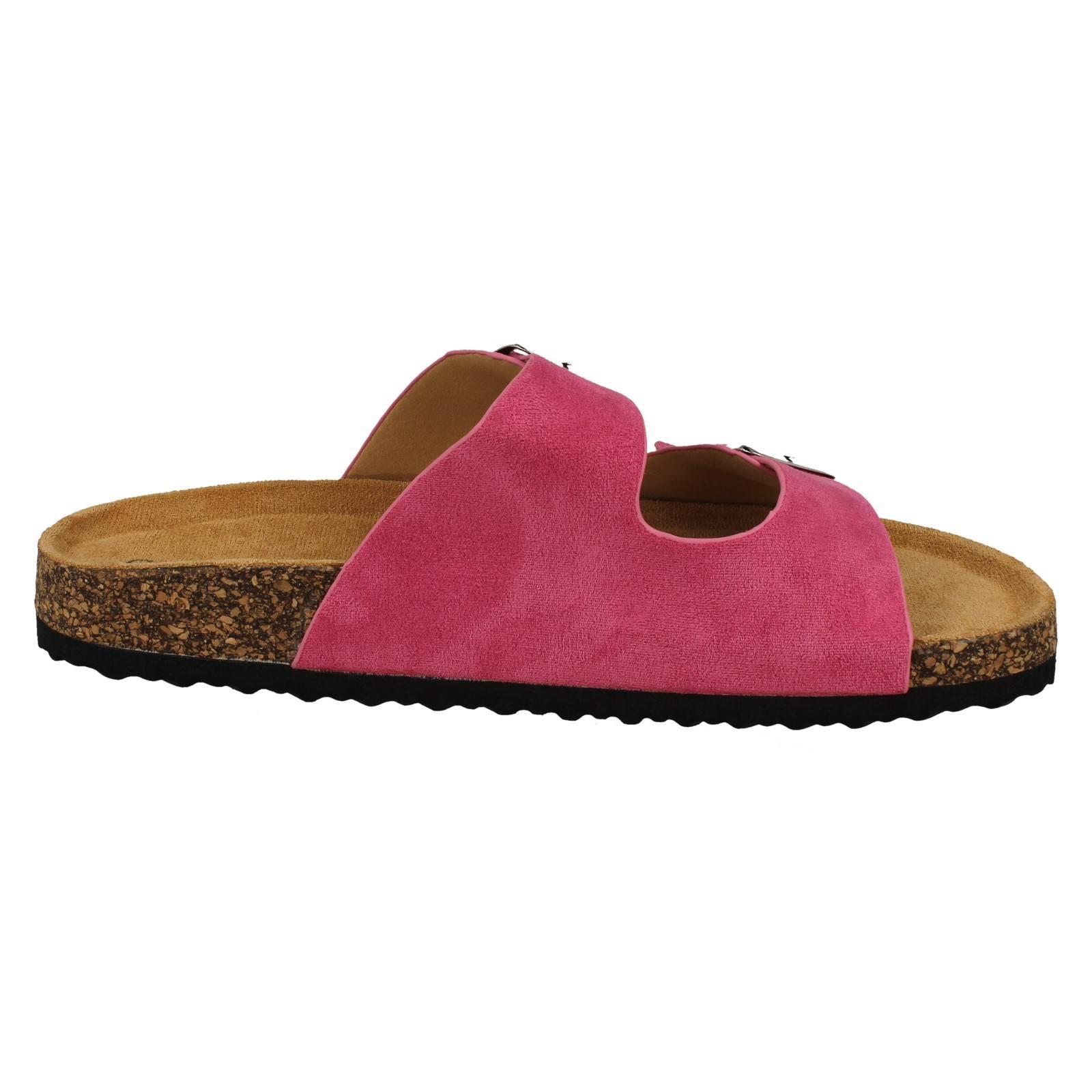 Sandalias de mula informales de doble hebilla detalladas para dama F0R0412 - Imagen 7 de 19