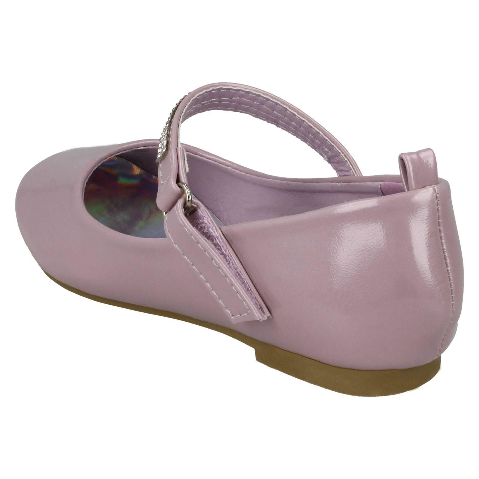 Spot On Girls Diamante Bar Strap Ballerina Shoes
