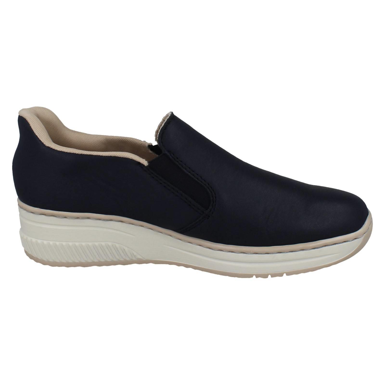 Ladies Rieker Wedge Sole Casual Square-Toe Slip On Shoes - 48761 - Picture 7 of 28