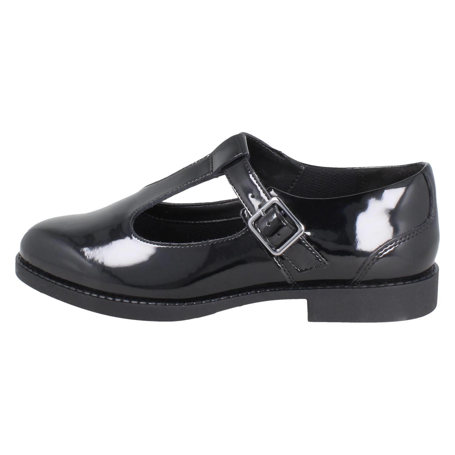Ragazze Clarks Colletto Imbottito Classico Leather a T Fibbia Scuola Scarpe Tapa - Foto 9 di 20