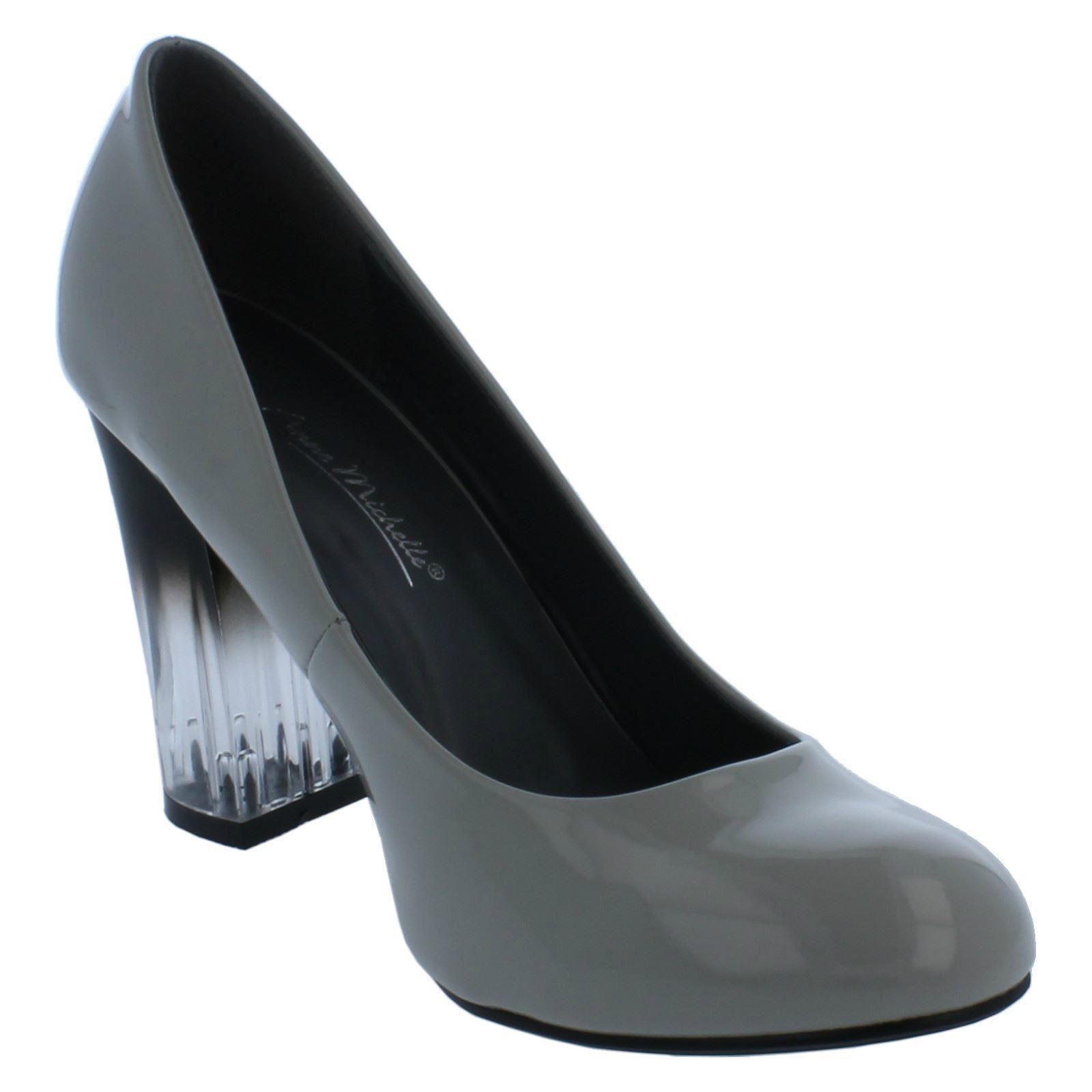 Ladies Anne Michelle Clear Block Heel Court Shoes F9R921 - Picture 17 of 28