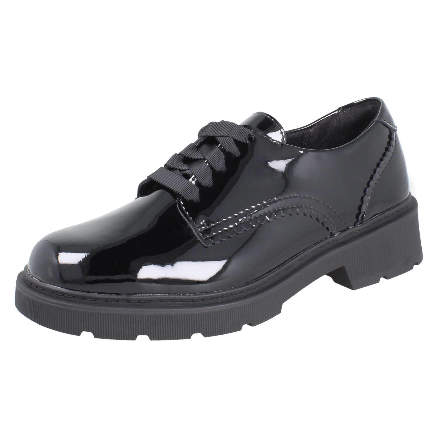 Girls Clarks Scalloped Edge Chunky Sole Leather Lace Up School Shoes *Eris Pure* - Picture 13 of 21