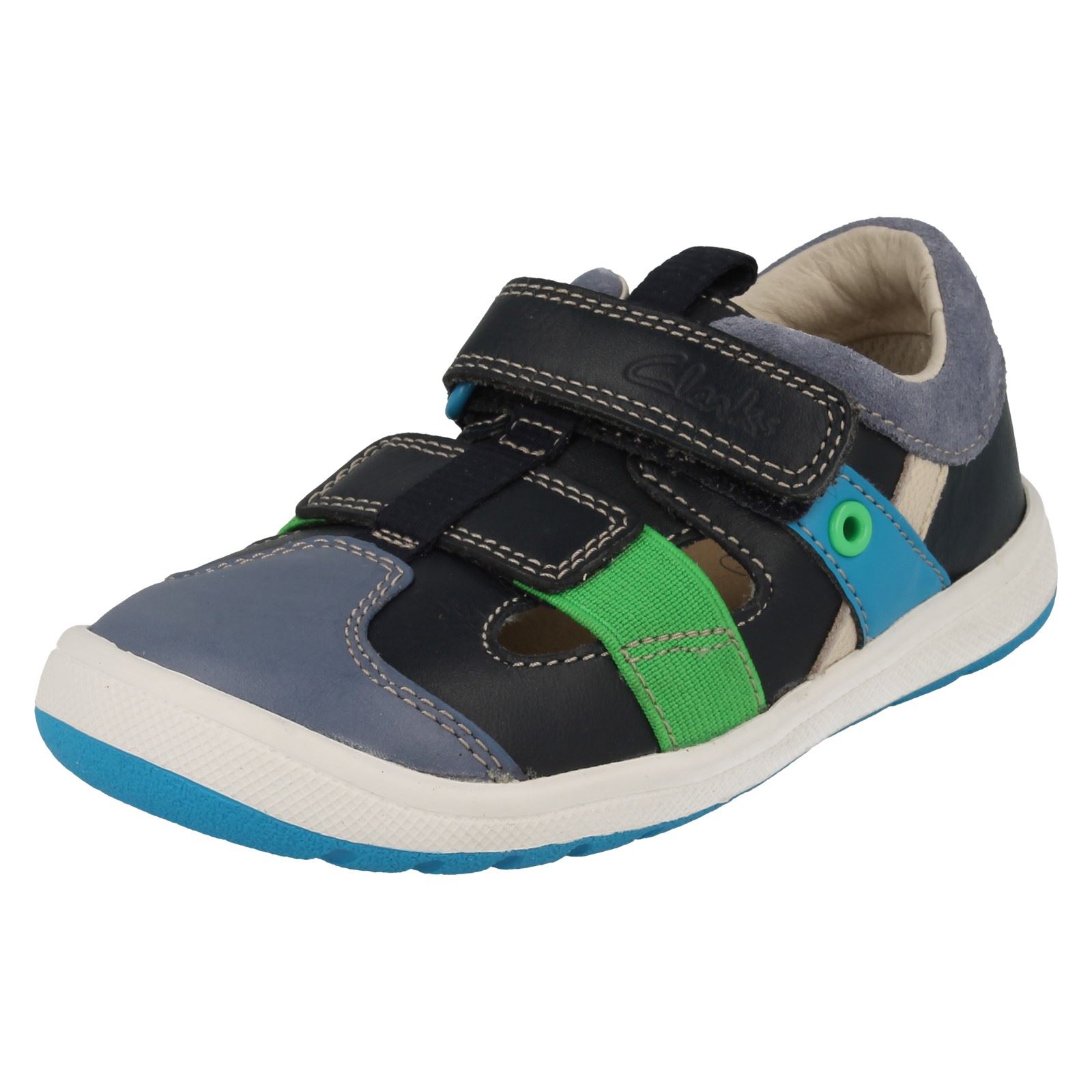 Clarks Sun de Sandalias cerrada punta Combi marino azul niños Maltby para qaxX4wTx