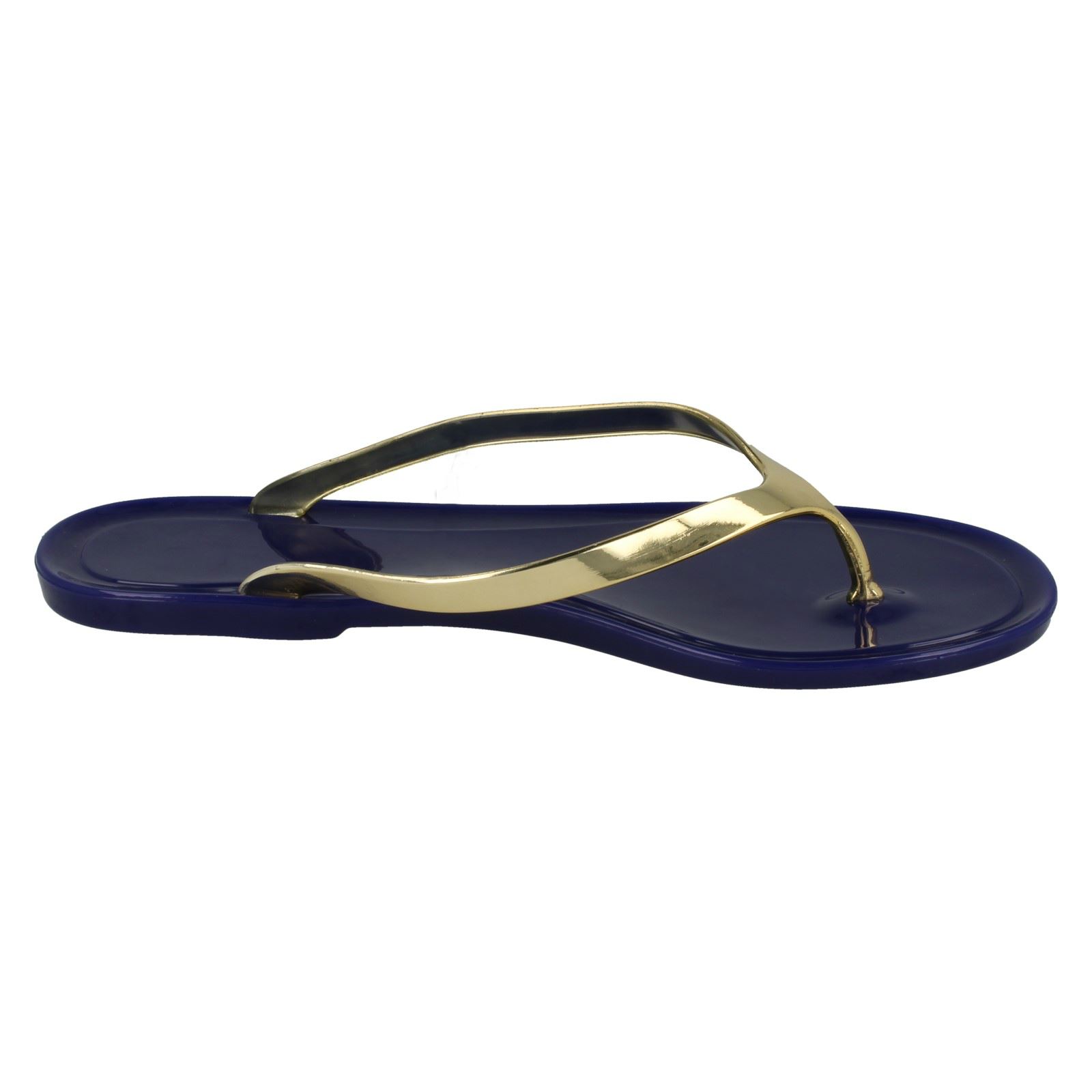 Damen Spot On flache metallische Zehenstegsandalen *Gelee * - Bild 8 von 28