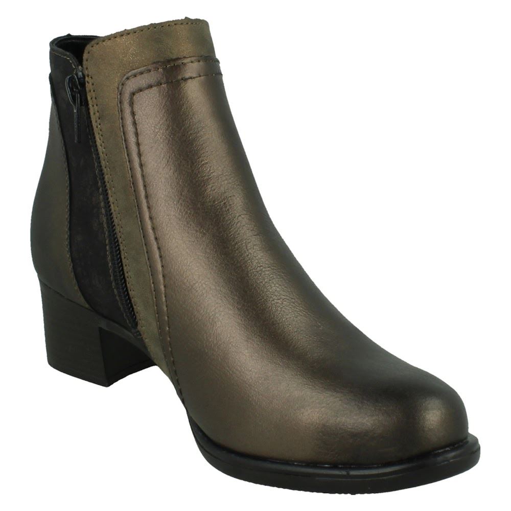 Damen Remonte Doppelverschluss Leder Absatz Block abnehmbare Sohle Stiefeletten - Bild 17 von 19