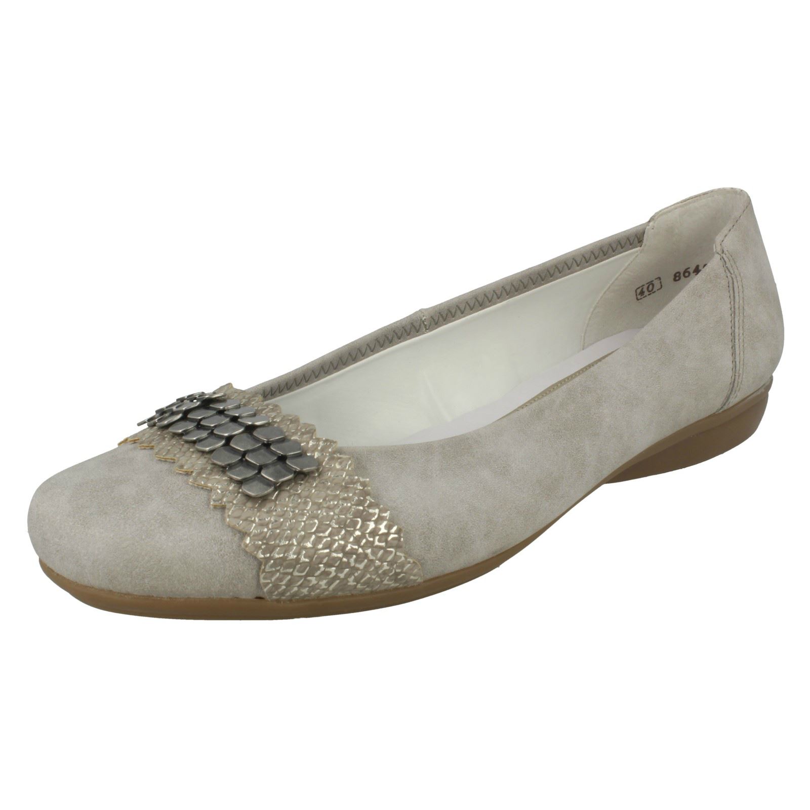 L8360 Toe piatto grigio Ladies sintetiche Rieker scarpe On Rounded casual Slip xPqzfqE1w