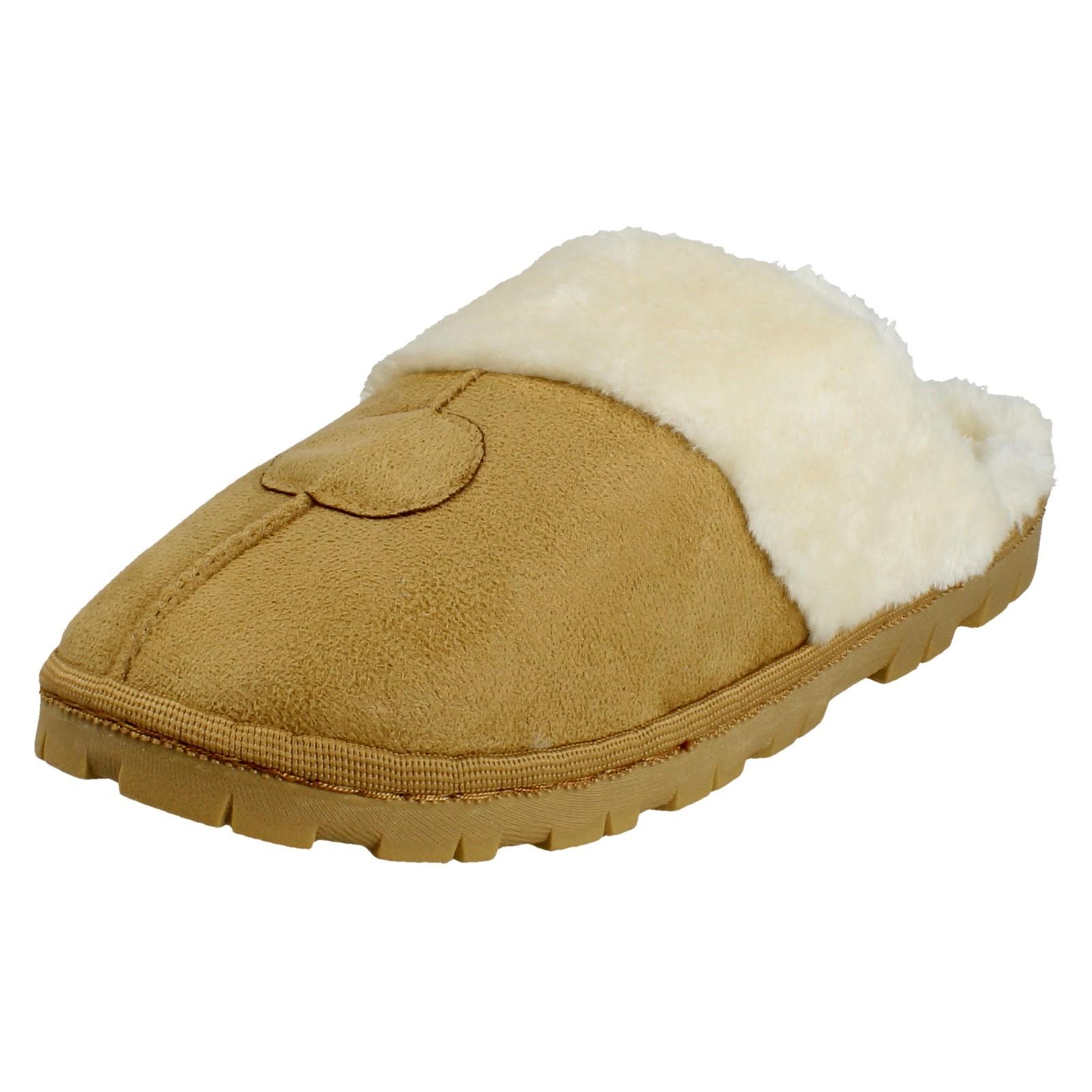 Mujer Spot On Mula Piel Sintética Forrado sin Cordones Ropa Cómoda Pantuflas - Imagen 29 de 46