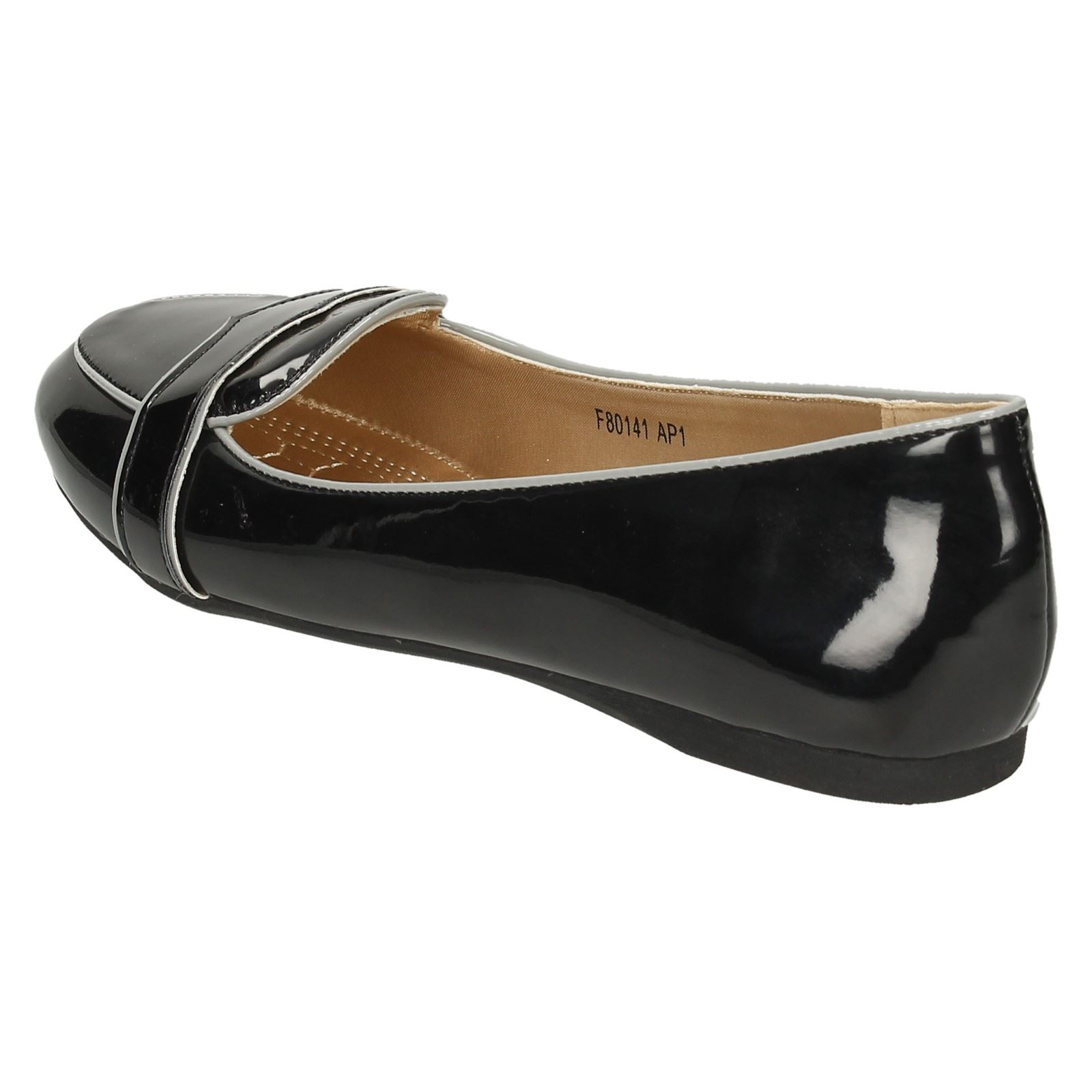 Ladies Spot On Patent Flat /'Casual Shoes/'