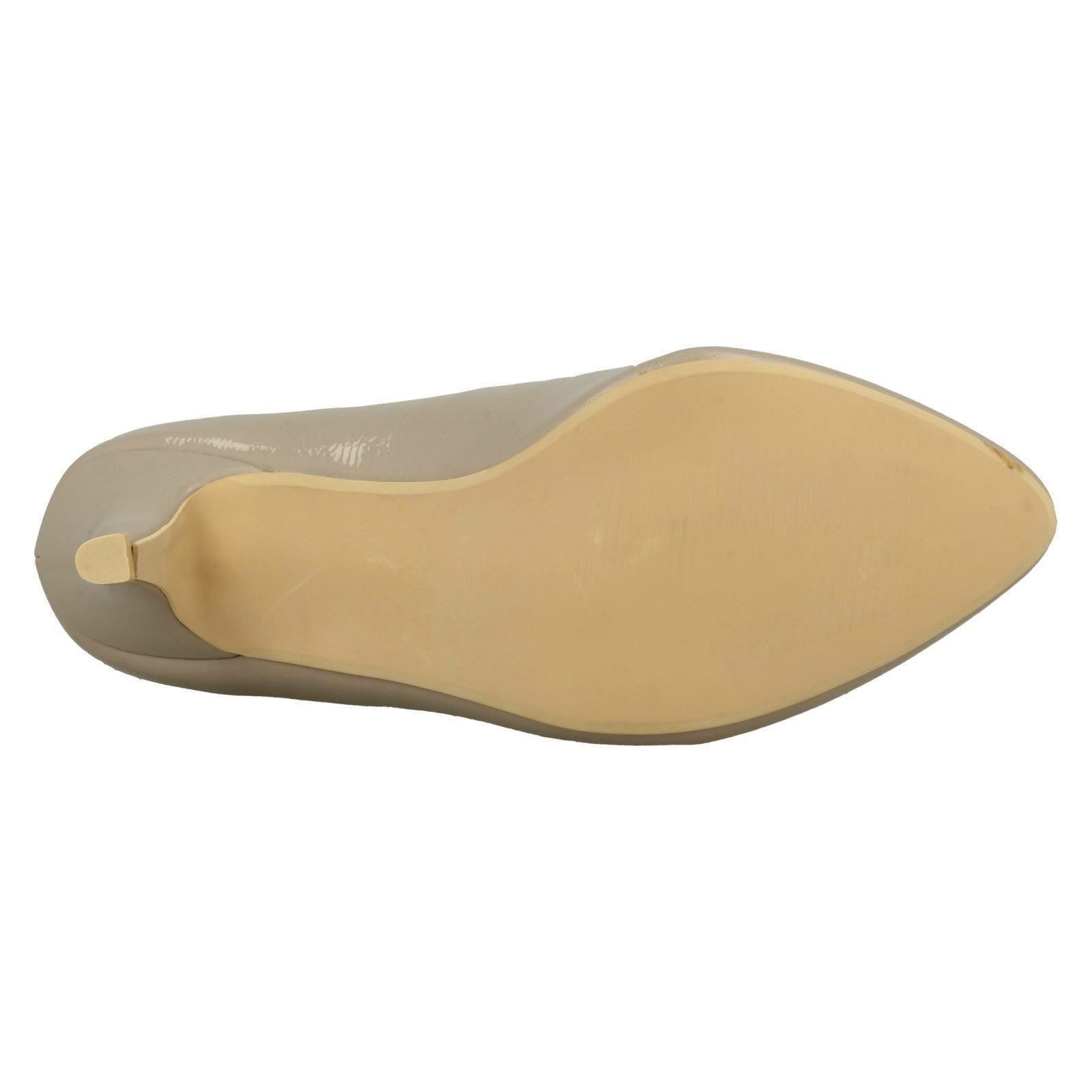 Ladies Spot On Smart Slip On Heeled Synthetic Patent Court Shoes F9R905 - Picture 19 of 19