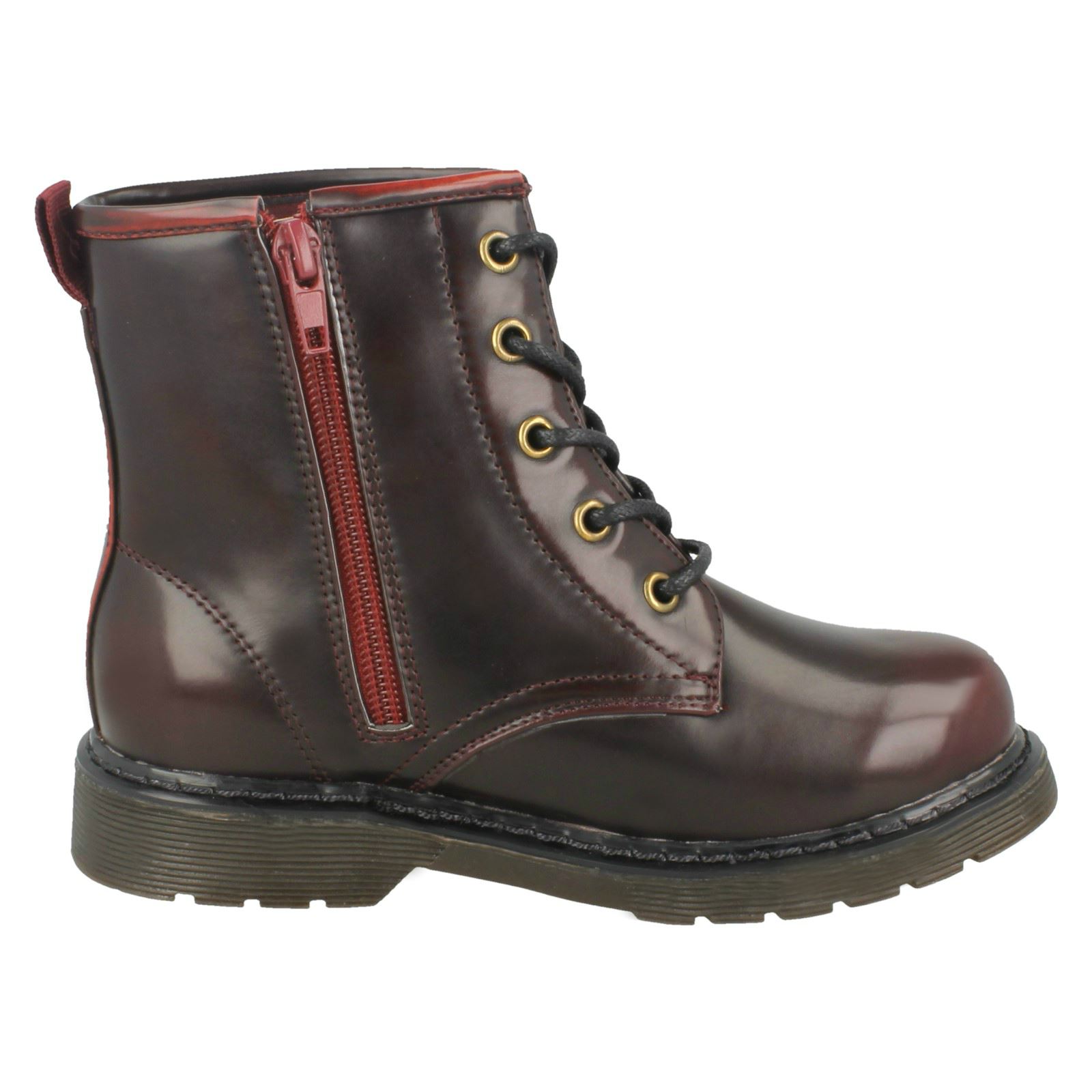 Girls Spot On Low Heel Lace Up Ankle Boots - Picture 16 of 19