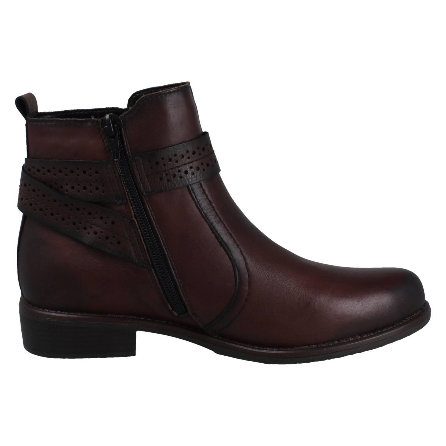 Ladies Remonte Zip Up Leather Buckle Detail Fleece Lined Ankle Boots D0F81 - Picture 16 of 19