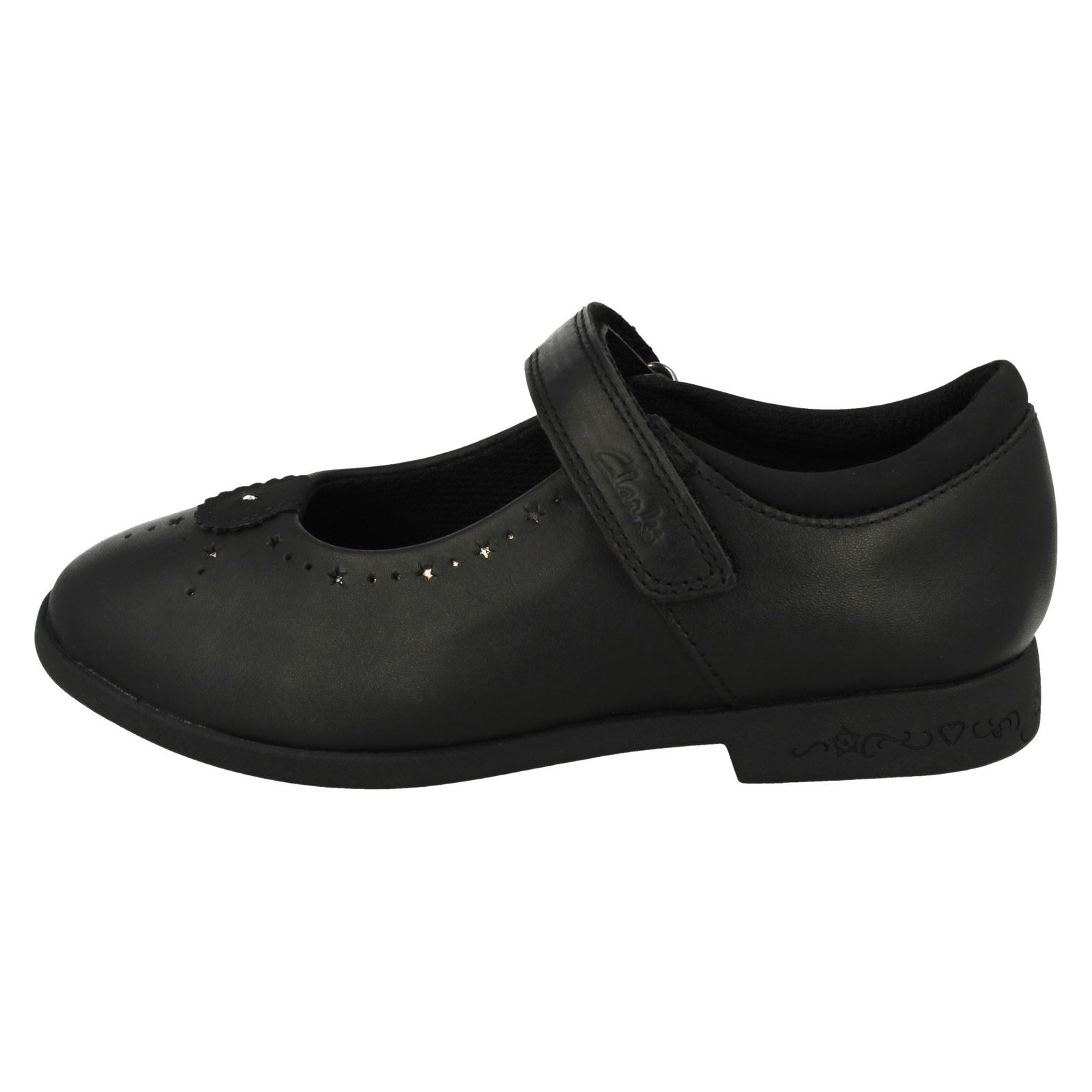 Girls Clarks Leather Patent School Shoes Strap Stars Mary Jane Magic Step Bar - Picture 3 of 19