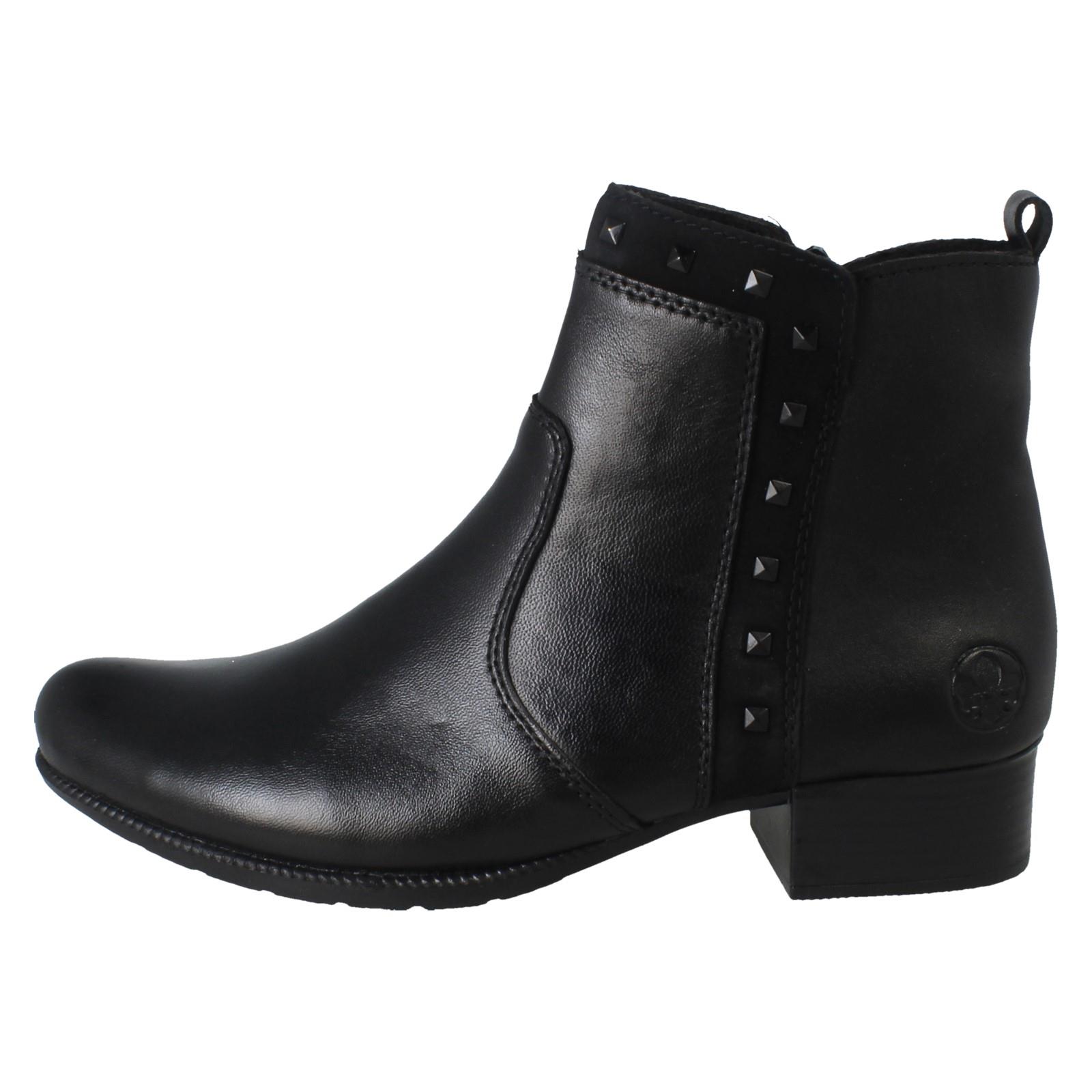Rieker Ladies Zip Fastening Stud Detailed Ankle Boots 78657 - Picture 3 of 10