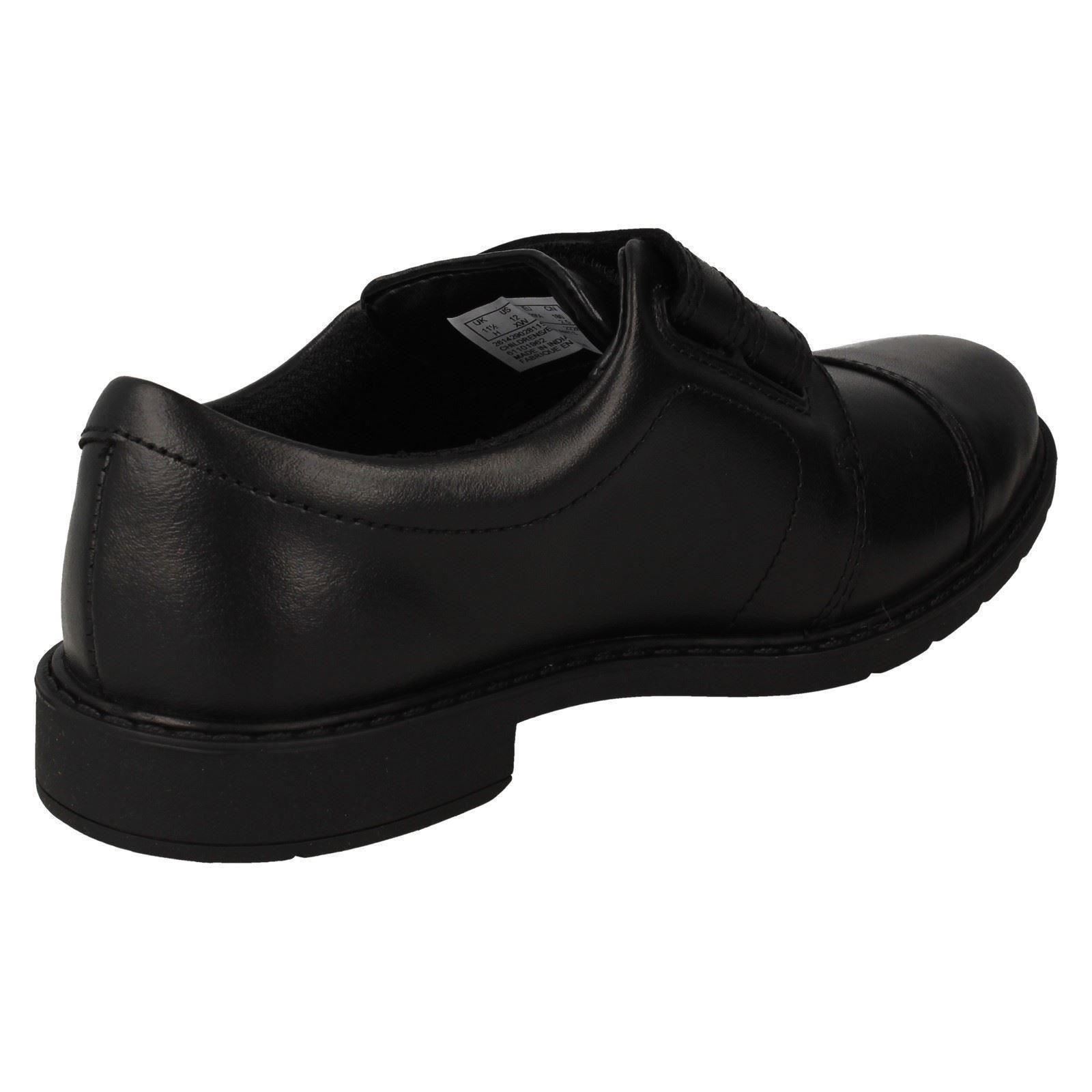 Boys Clarks Smart Leather Riptape Fastening Formal School Shoes Scala Skye - Picture 6 of 10