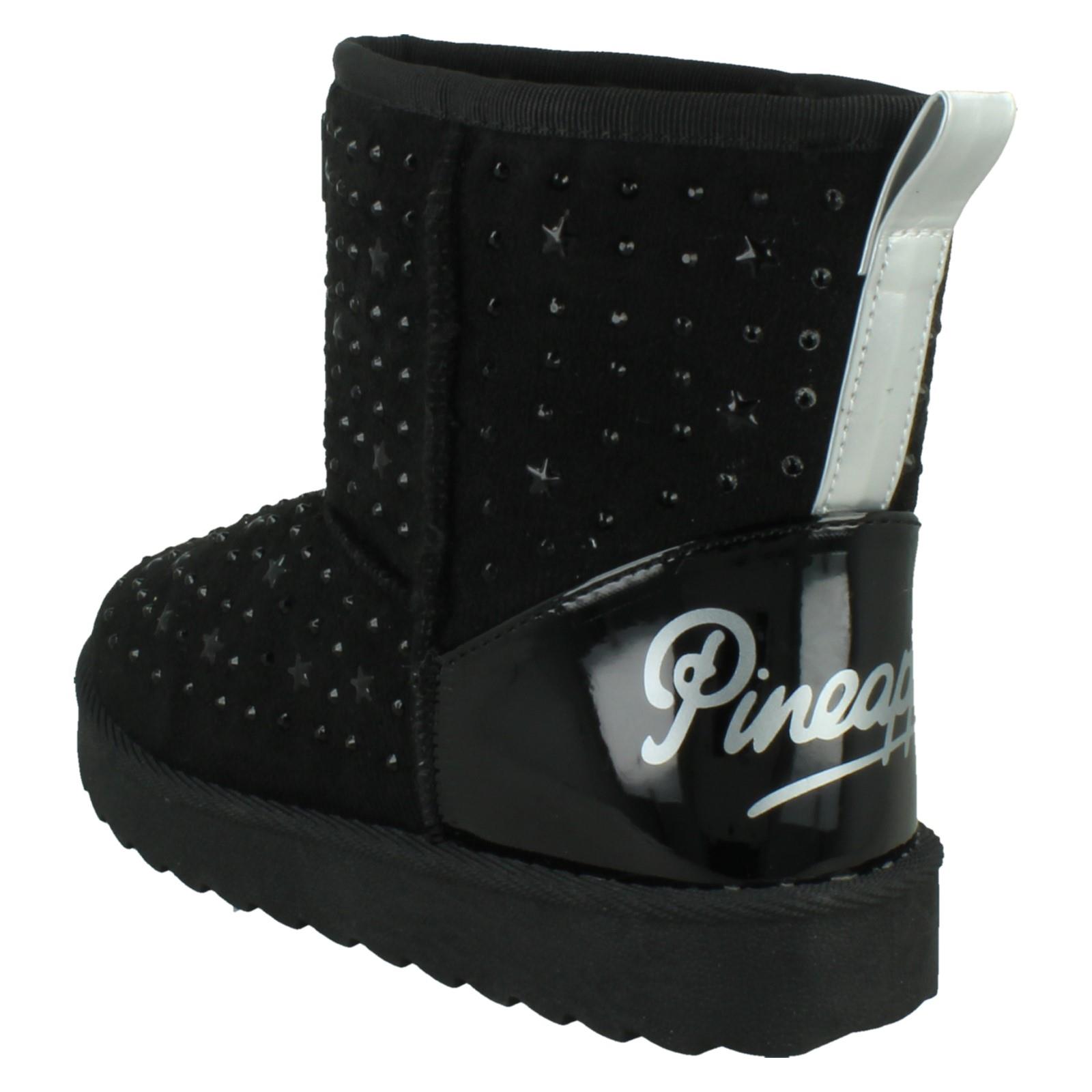 Girls Pineapple Casual Warmlined Comfy Boots With Star Stud Detailing H4R200 - Picture 4 of 19