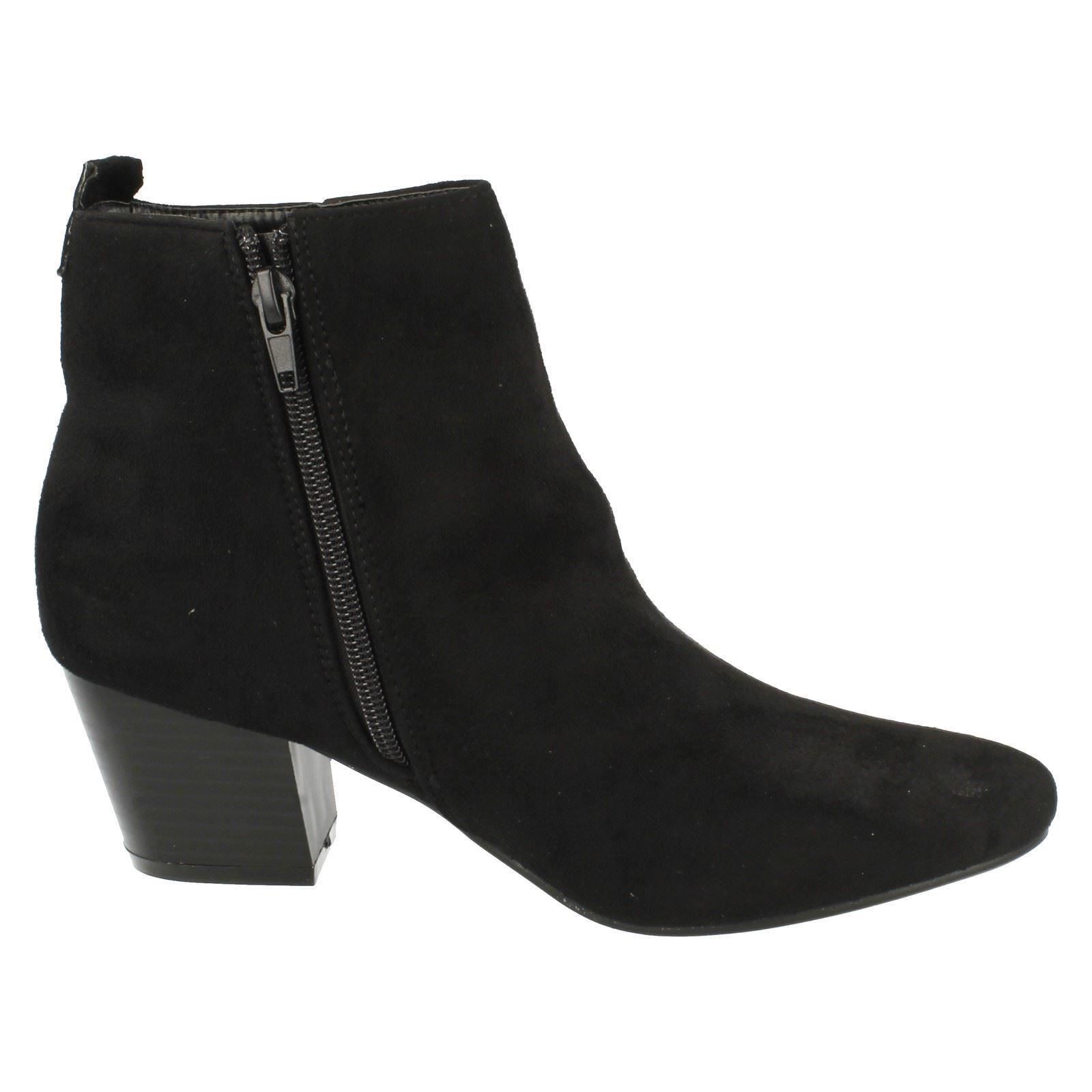 Ladies Spot On Plain Heeled *Ankle Boots* - Picture 14 of 28