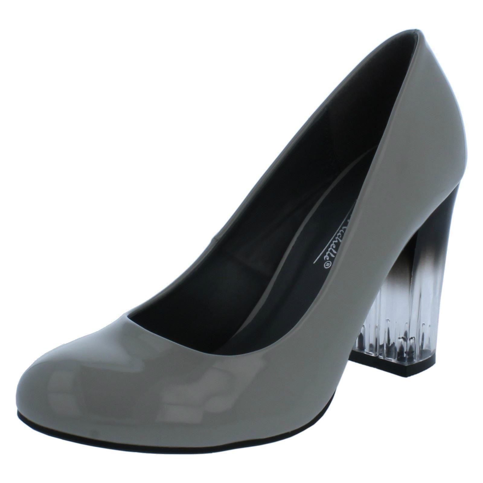 Ladies Anne Michelle Clear Block Heel Court Shoes F9R921 - Picture 11 of 28