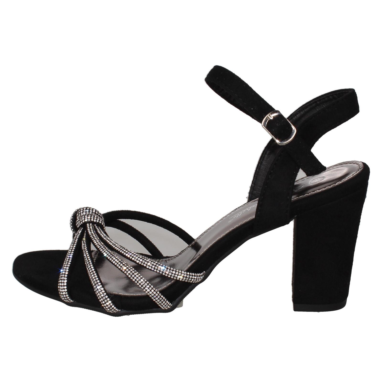 Ladies Anne Michelle High Block Heel Diamante Knot Sandals F12051 - Picture 3 of 28