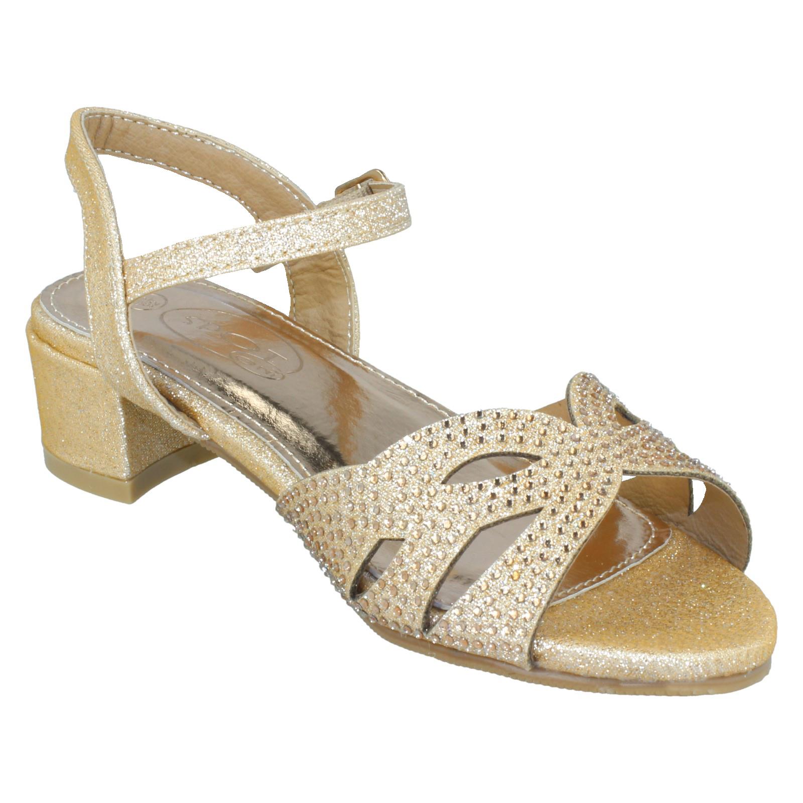 Girls Spot On Mid Heel Glitter Sandals - Picture 8 of 19
