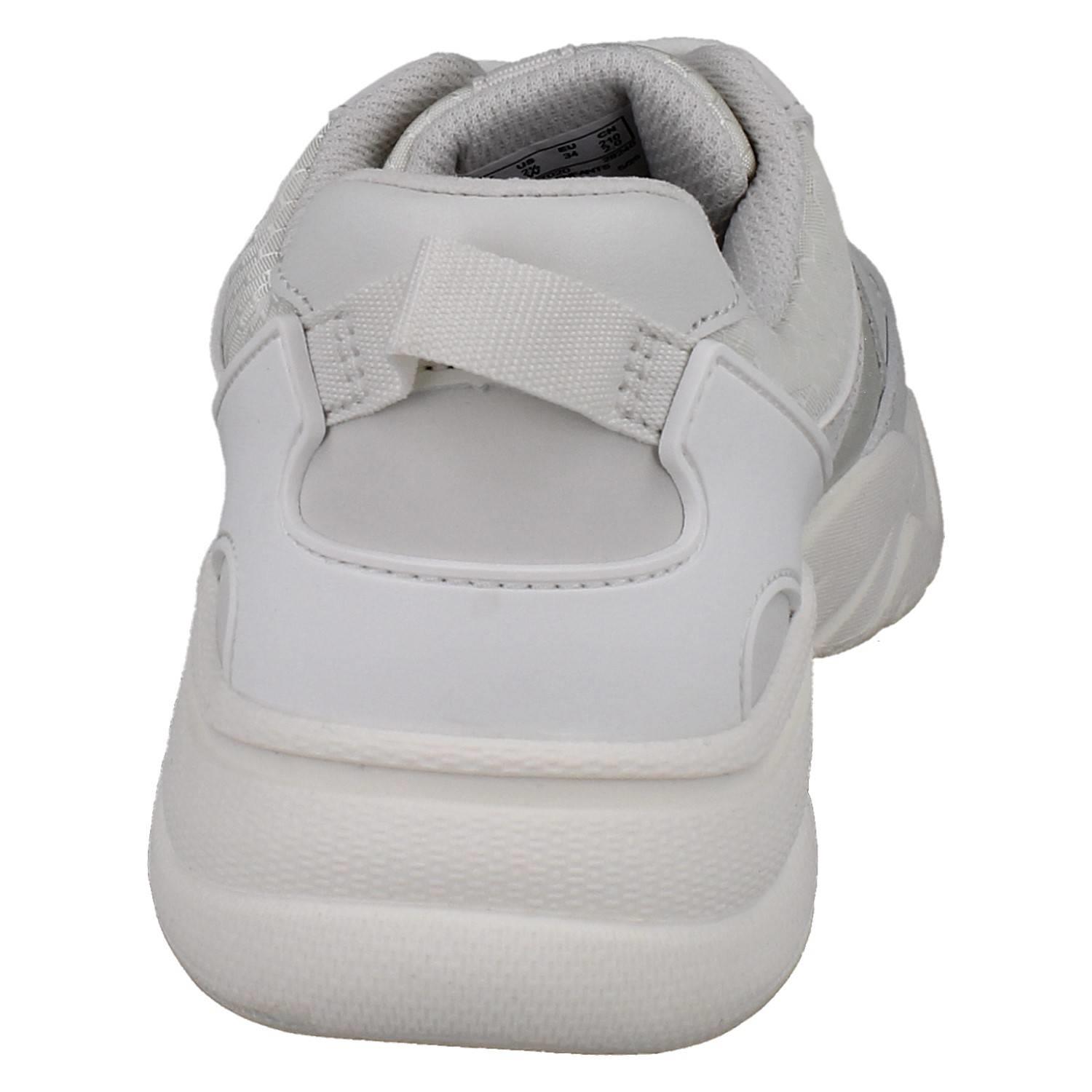 Kinder Clarks Grobe Sohle Schnürer Waschbar Weiß Netz Turnschuhe Feder Pace O - Picture 5 of 10