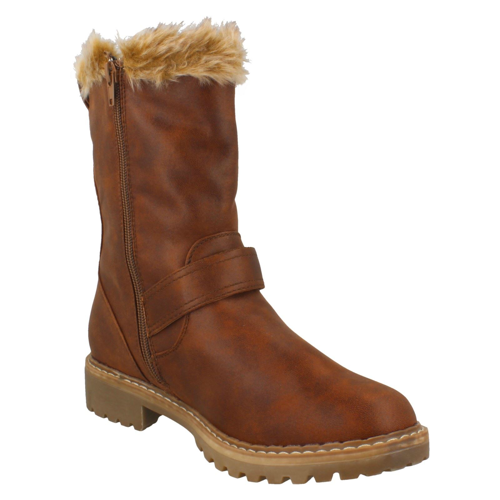Botas informales de pantorrilla con ribete de piel con los pies en la tierra para dama F5R0866 - Imagen 17 de 19
