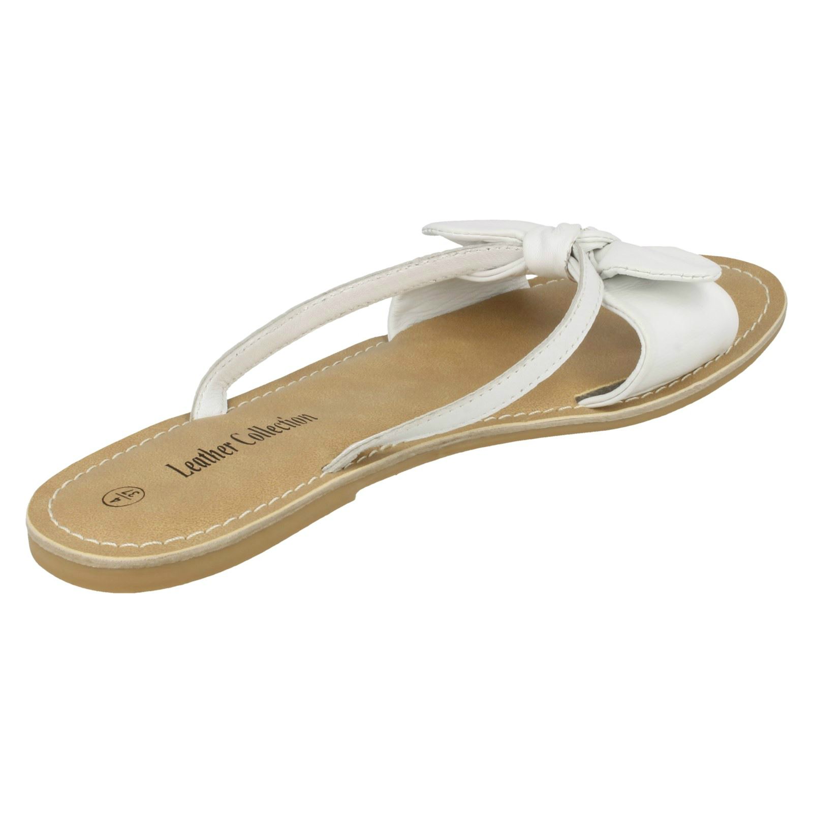 Ladies Leather Collection Flat Twist Bow Mule 'Sandals' | eBay