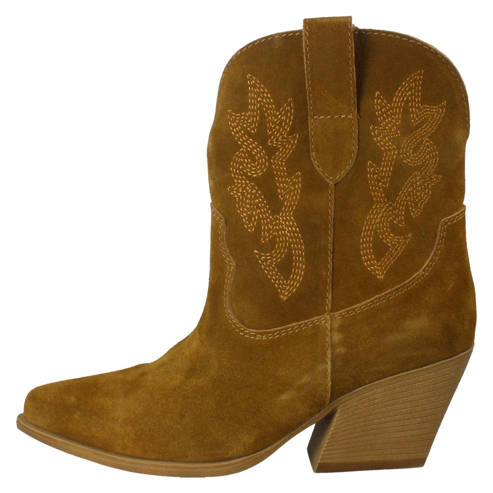Ladies Spot On Leather Slip On Cowboy Boots F5R1248 - Picture 21 of 28