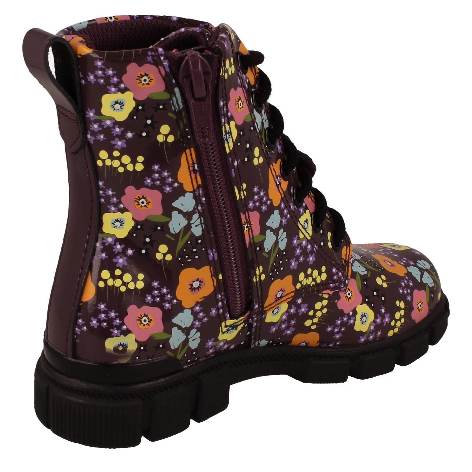 Girls Clarks Floral Pattern Ankle Boots Evyn Top K - Picture 6 of 10